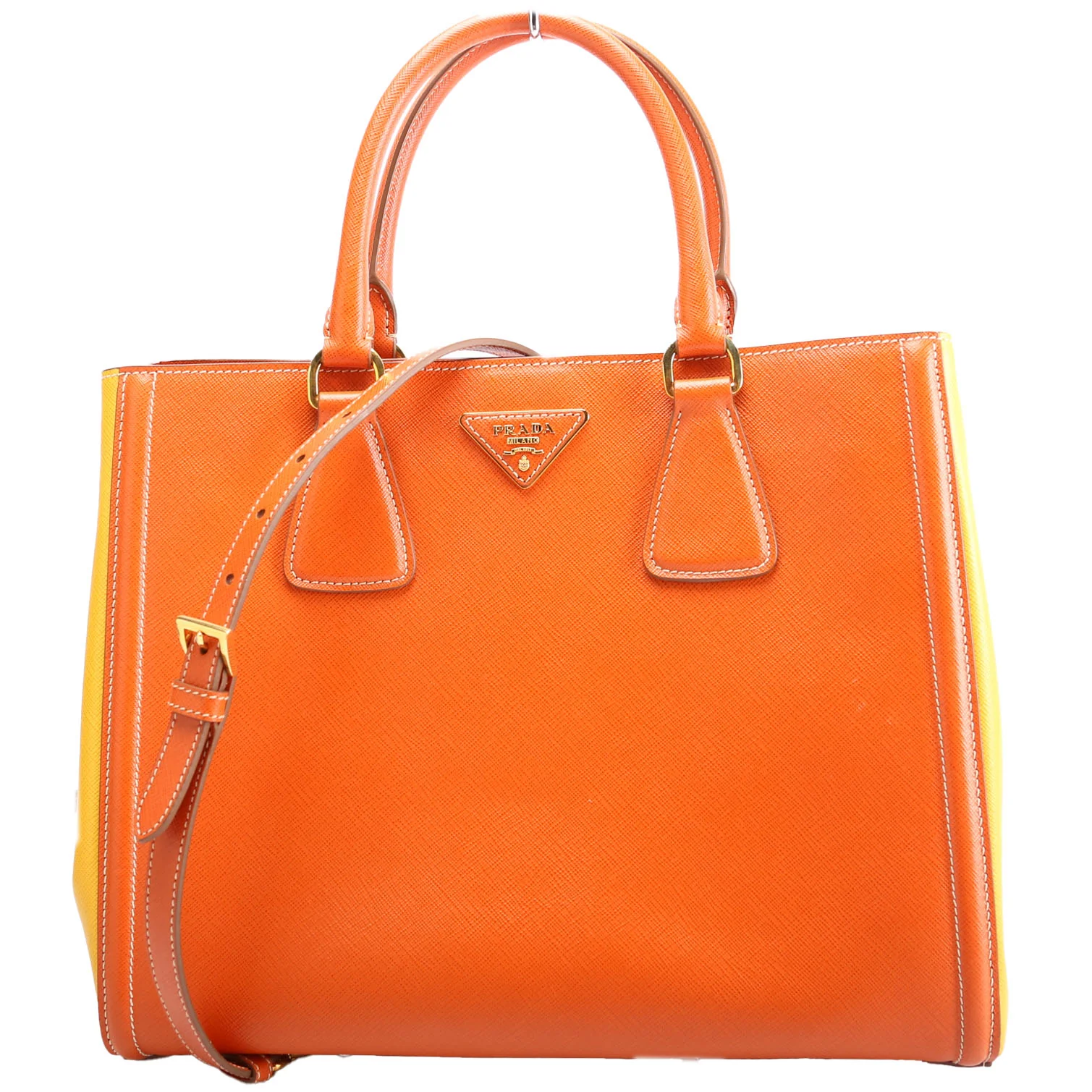 Saffiano Lux Tote Medium Orange/Yellow