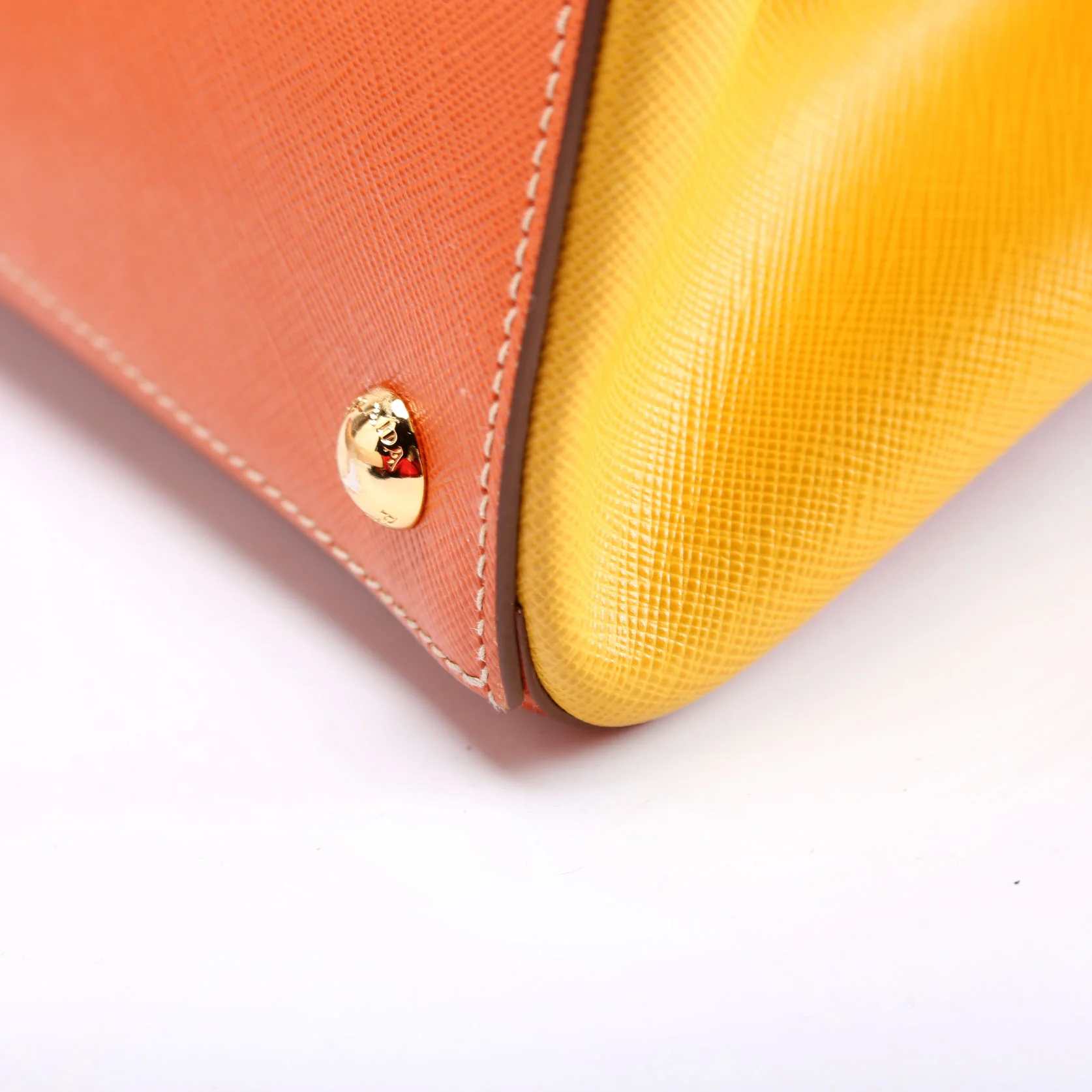 Saffiano Lux Tote Medium Orange/Yellow - Image 10