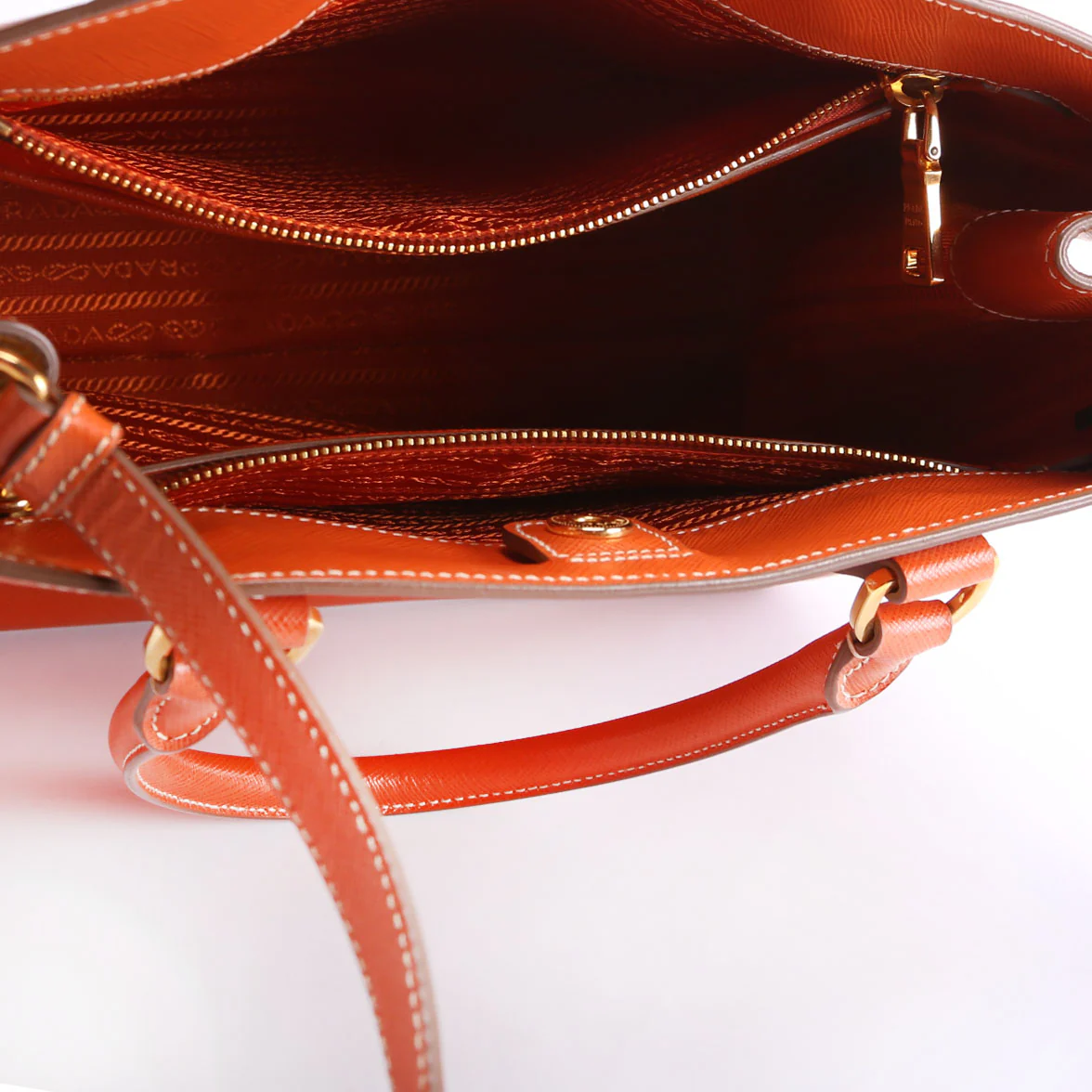 Saffiano Lux Tote Medium Orange/Yellow - Image 14