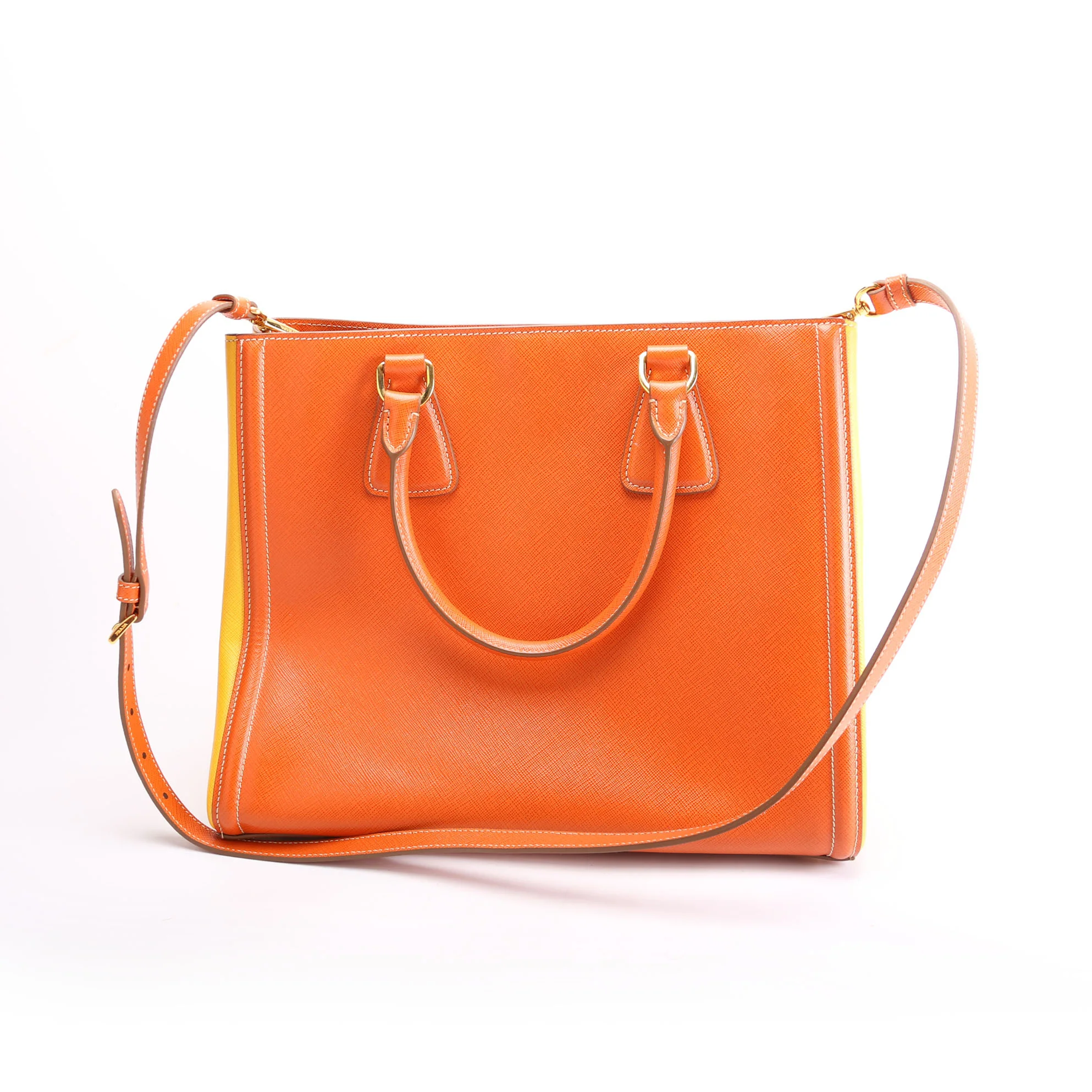 Saffiano Lux Tote Medium Orange/Yellow - Image 2
