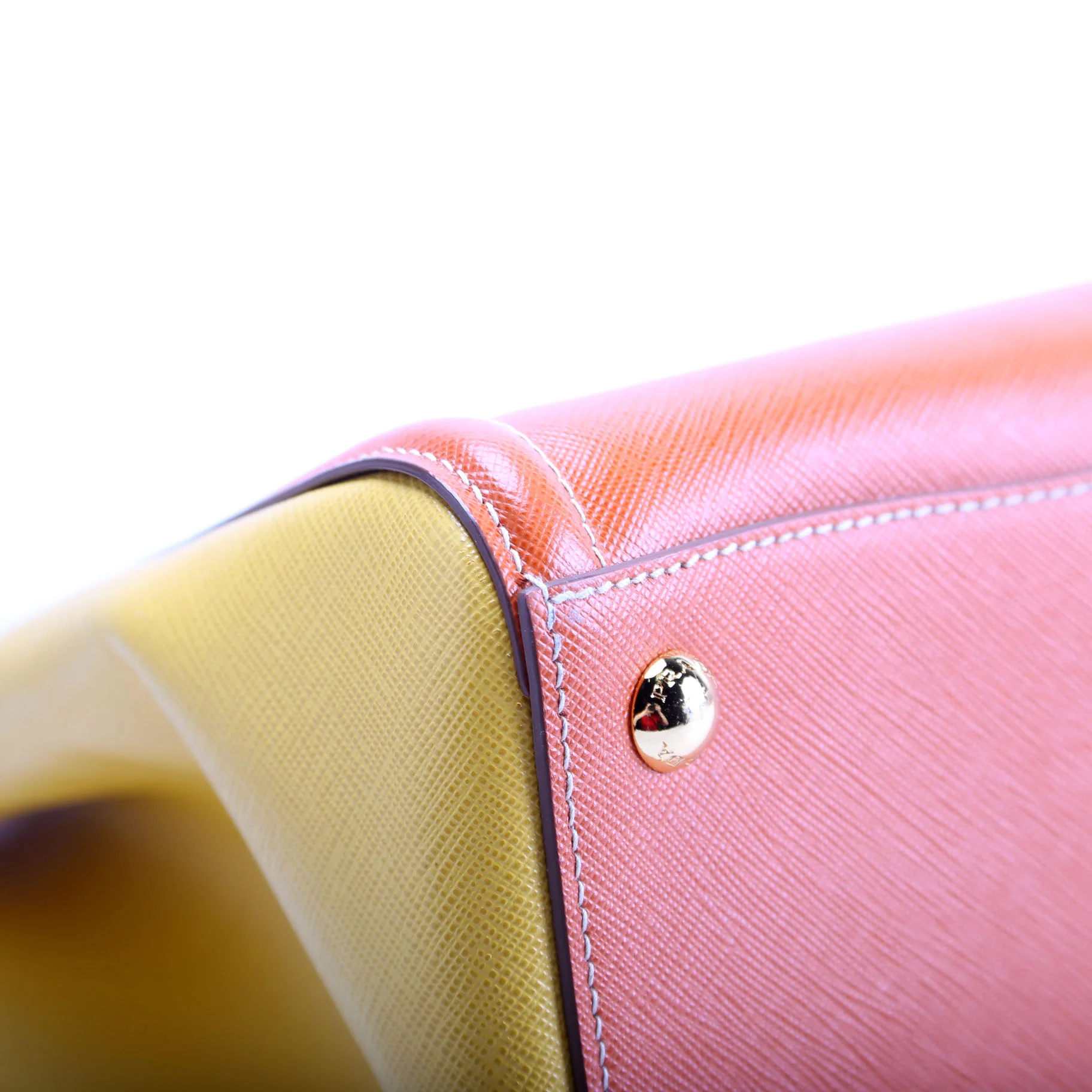 Saffiano Lux Tote Medium Orange/Yellow - Image 7