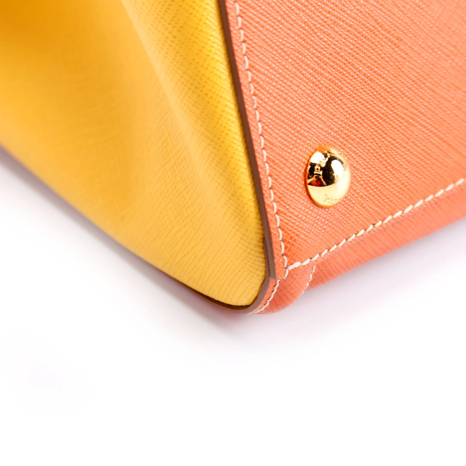 Saffiano Lux Tote Medium Orange/Yellow - Image 8