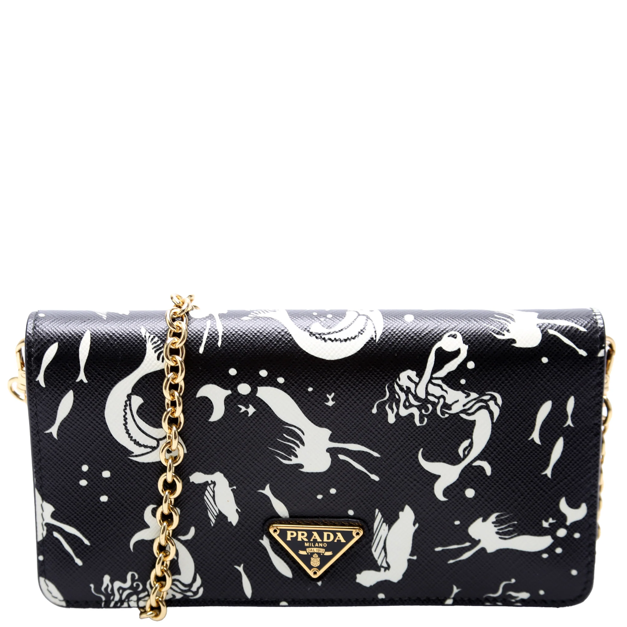Saffiano Mermaid Print WOC Black/White