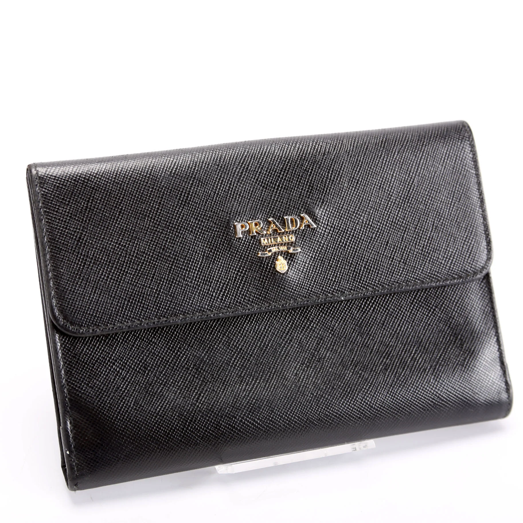 Saffiano Metal Large Flap Wallet Black - Image 2