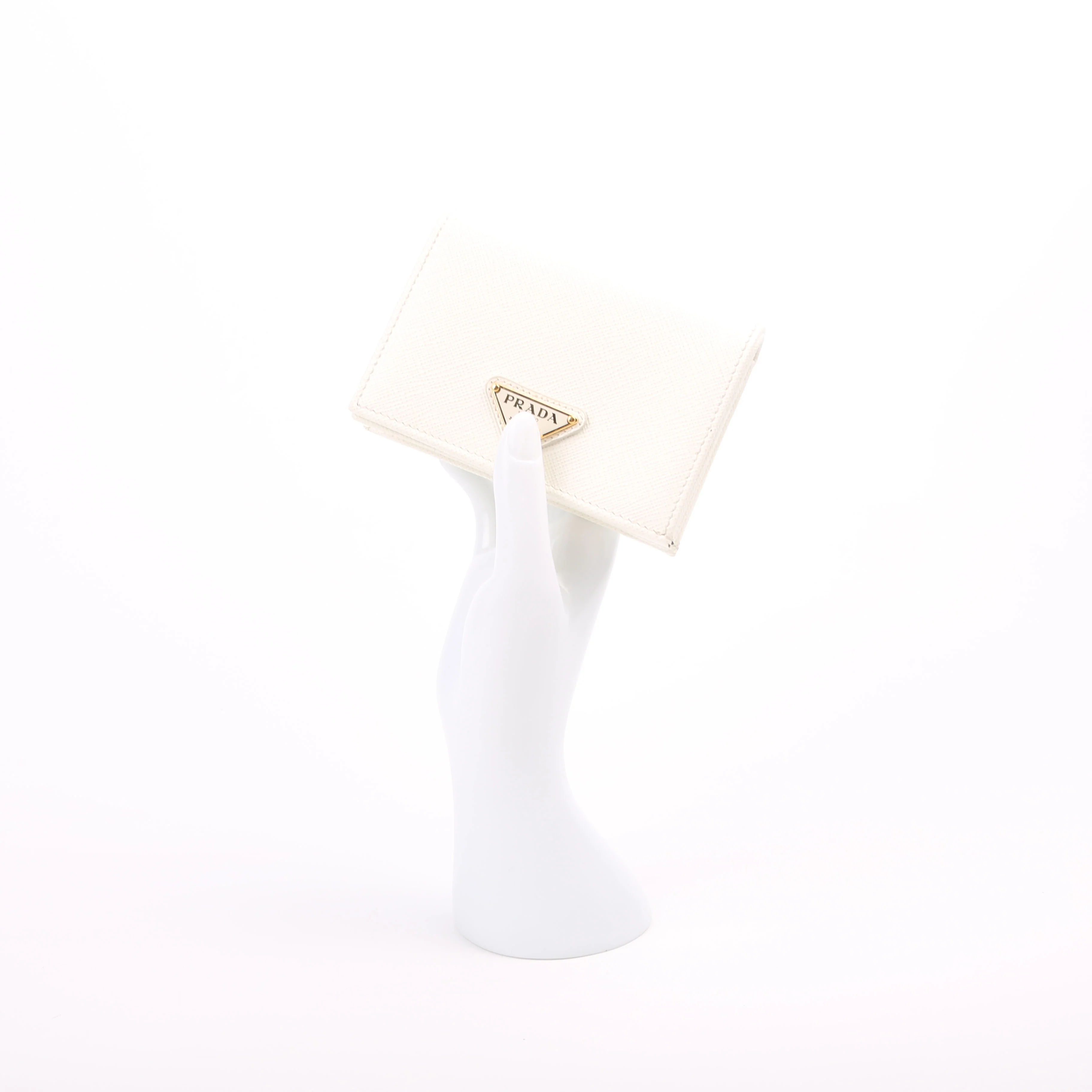 Saffiano Triangle Logo Card Case White - Image 12