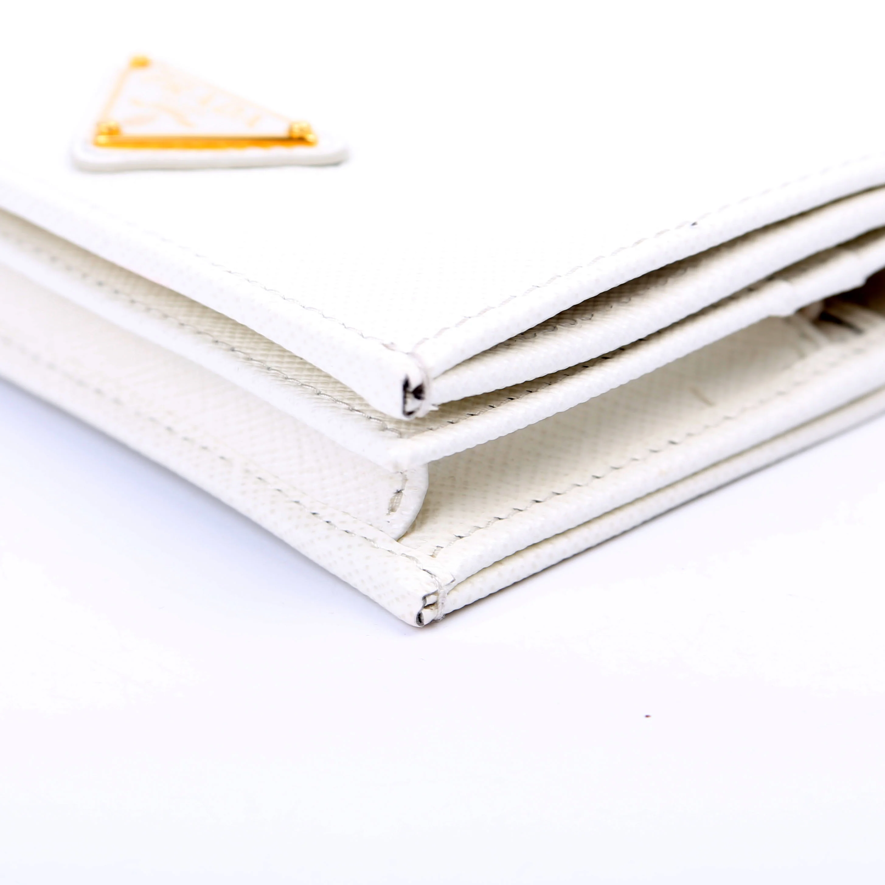 Saffiano Triangle Logo Card Case White - Image 6