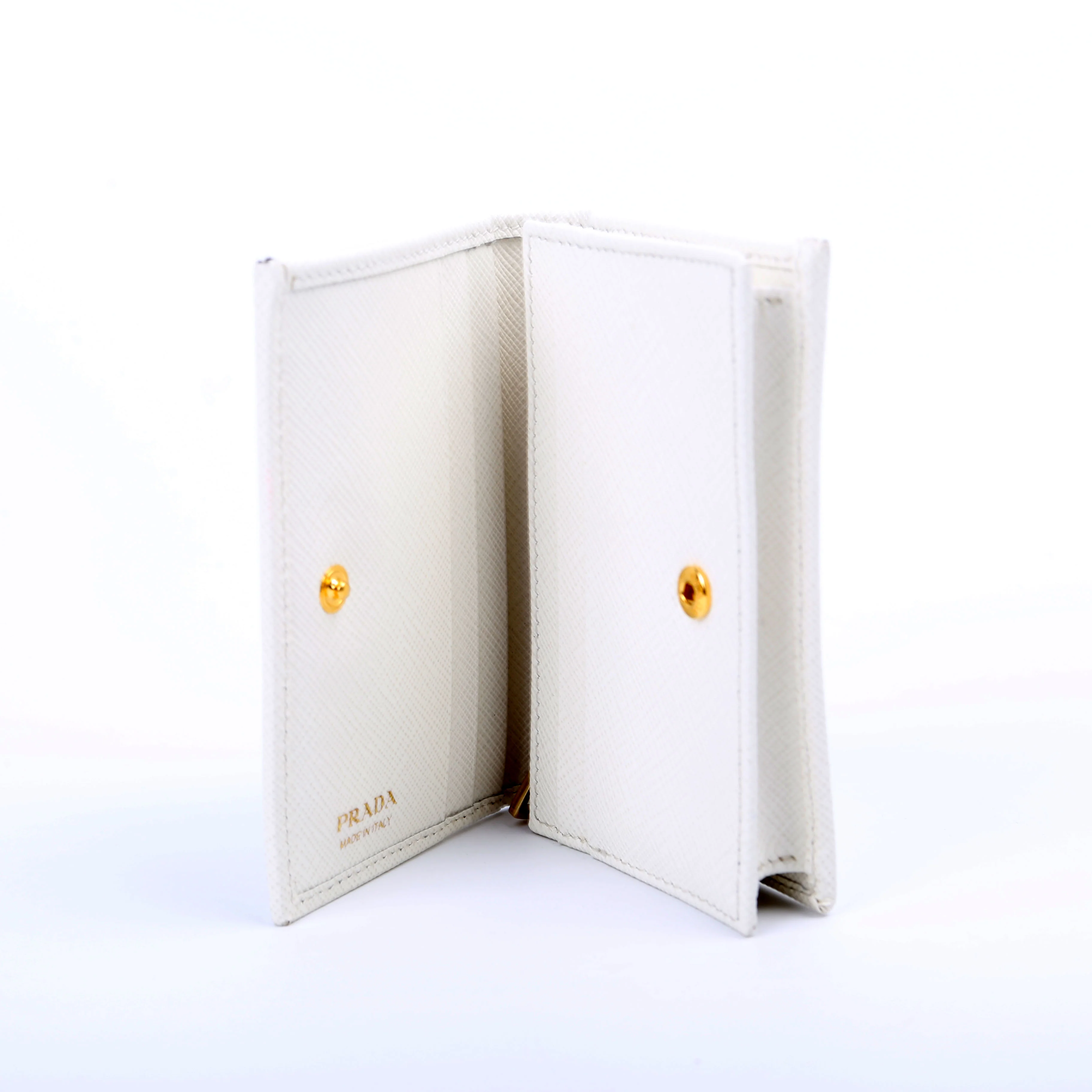Saffiano Triangle Logo Card Case White - Image 8