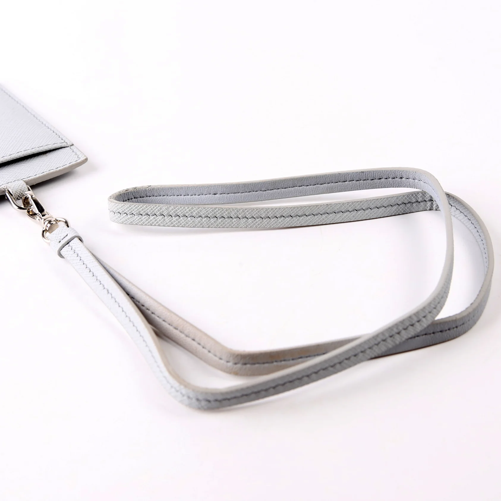 Saffiano Triangle Logo Lanyard Grey - Image 10