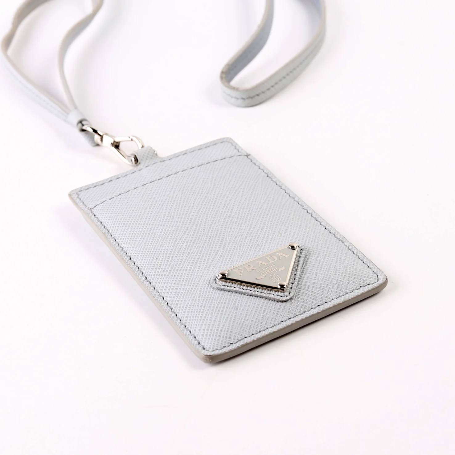 Saffiano Triangle Logo Lanyard Grey - Image 5