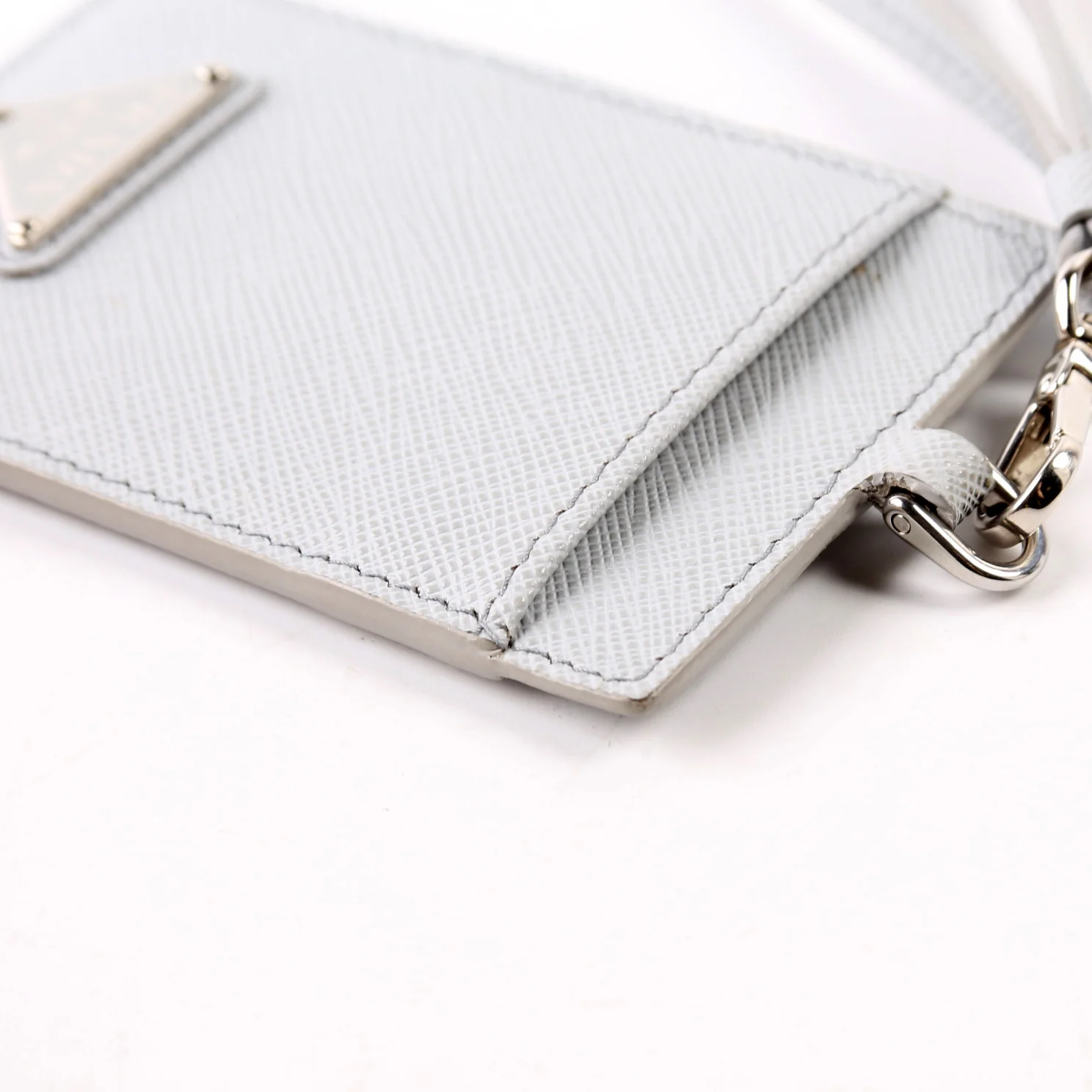 Saffiano Triangle Logo Lanyard Grey - Image 8