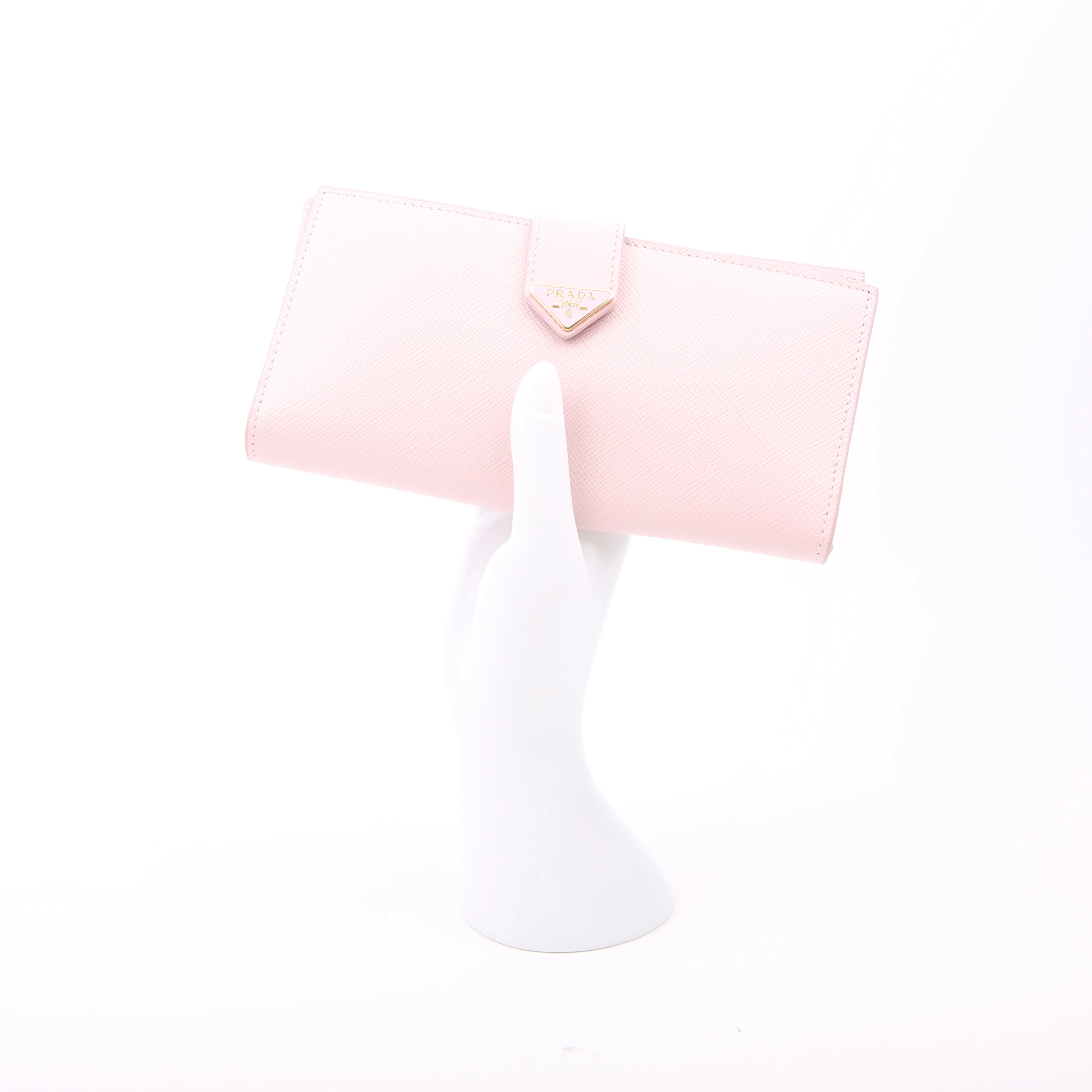 Saffiano Triangle Logo Large Wallet Pink - Image 12