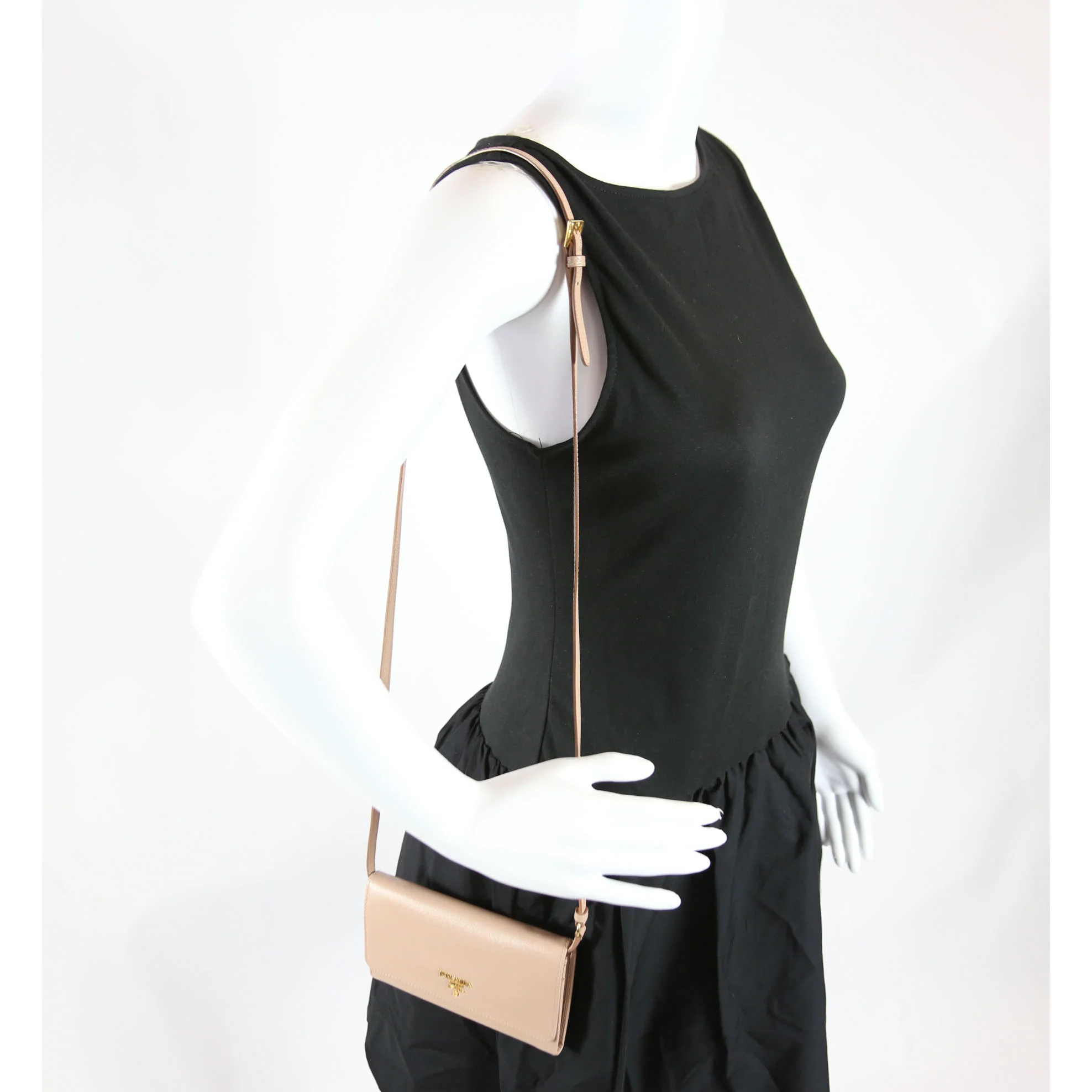 Saffiano Wallet On Strap Nude - Image 11