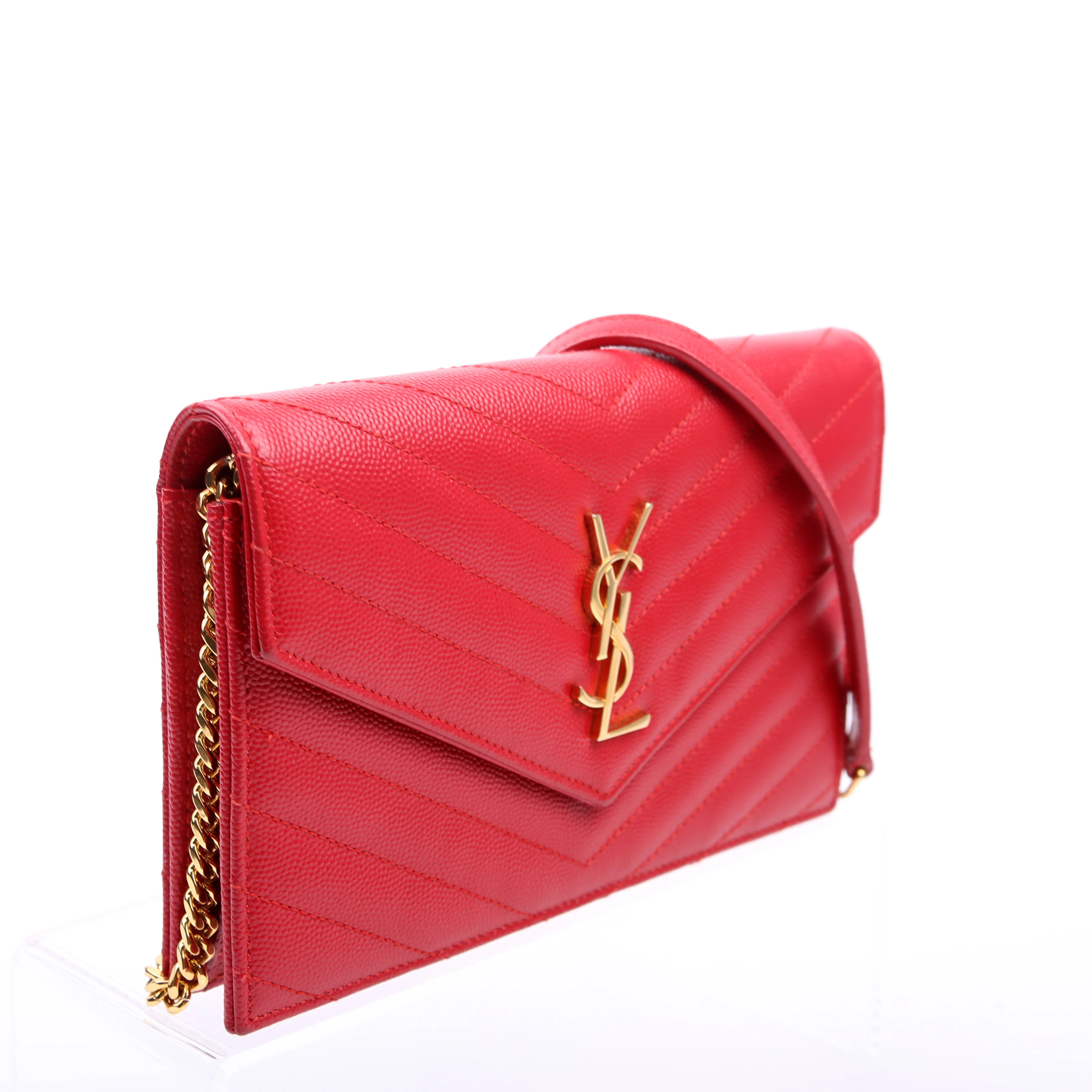 Saint Laurent Envelope Chain Wallet 393953 Red - Image 2