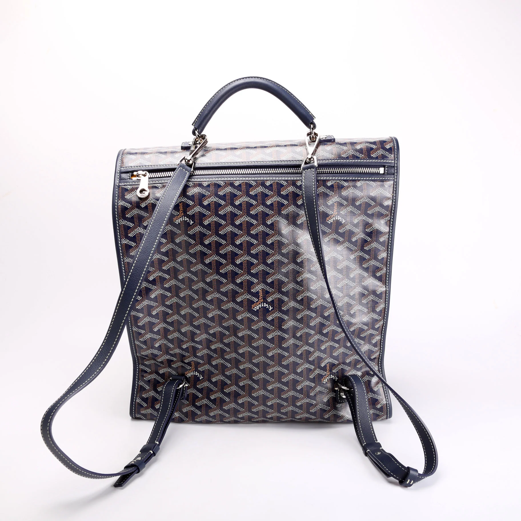Saint Leger Soft Briefcase Backpack Goyardine Blue/Yellow - Image 3