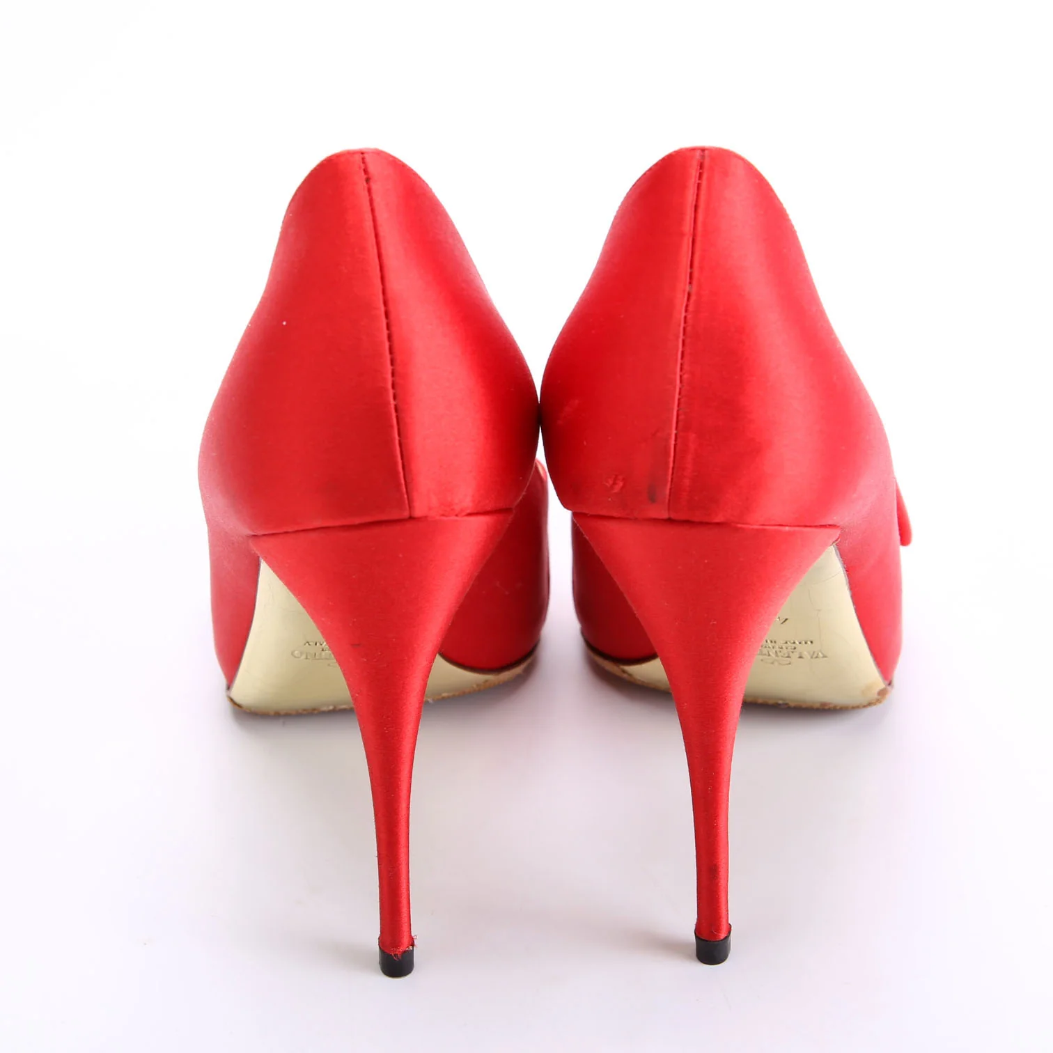 Satin Bow Pumps Size 40.5 Red - Image 4
