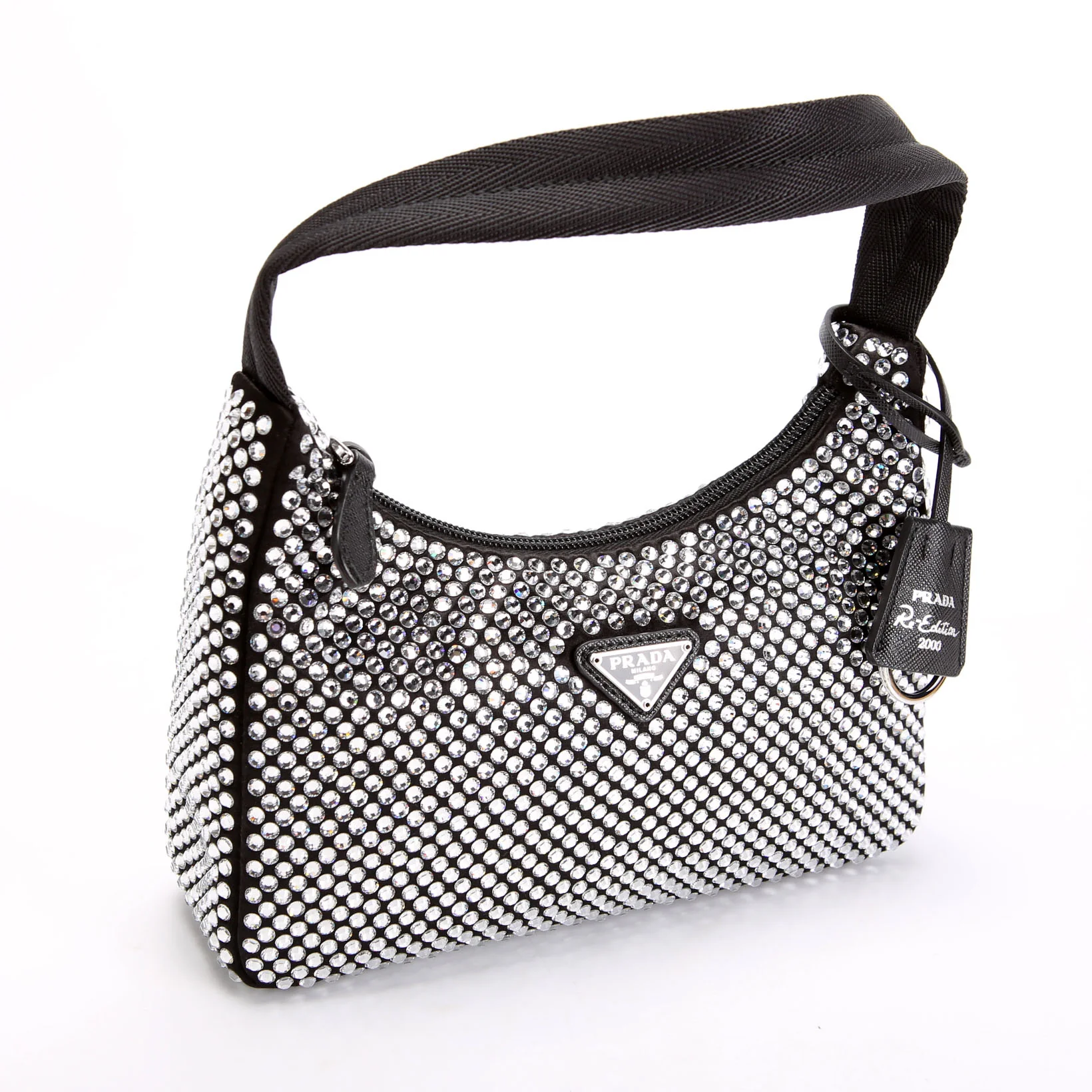 Satin Crystal Re-Edition 2000 Mini Bag Black - Image 2