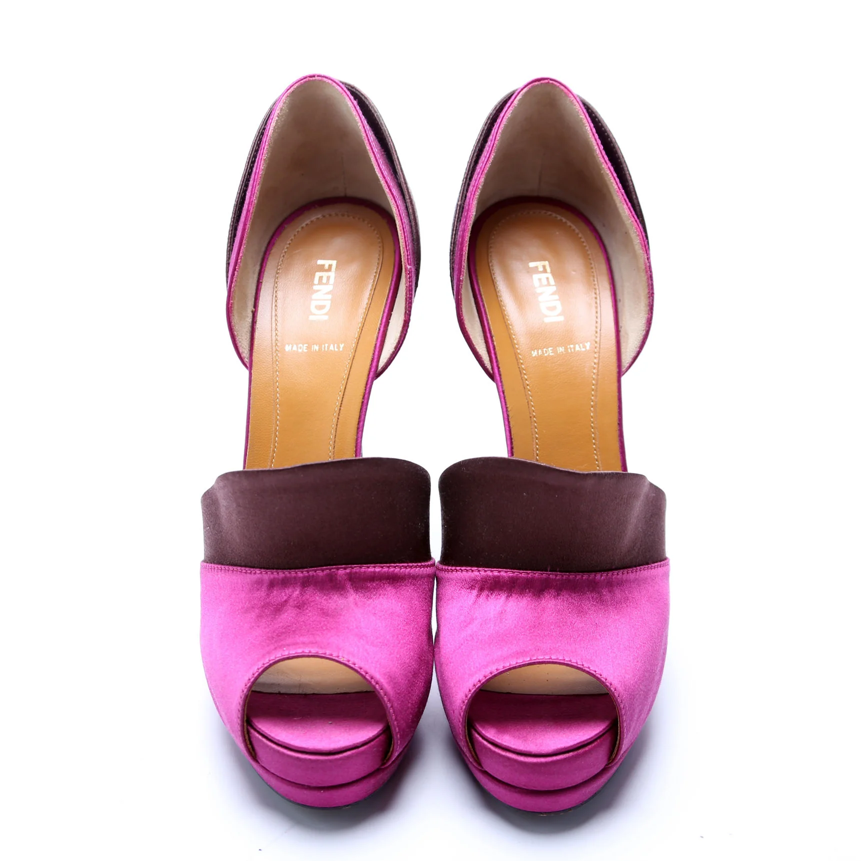 Satin D'Orsay Peep Toe Pumps Size 39.5 Purple - Image 2