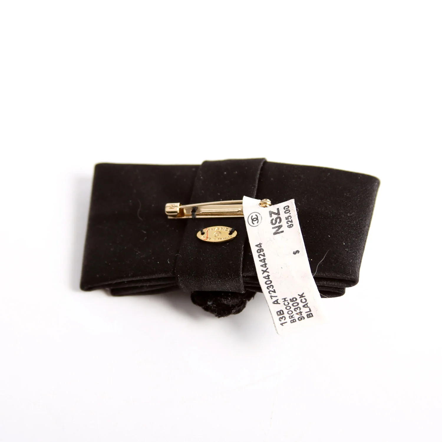Satin Flower Bow Brooch Black - Image 2