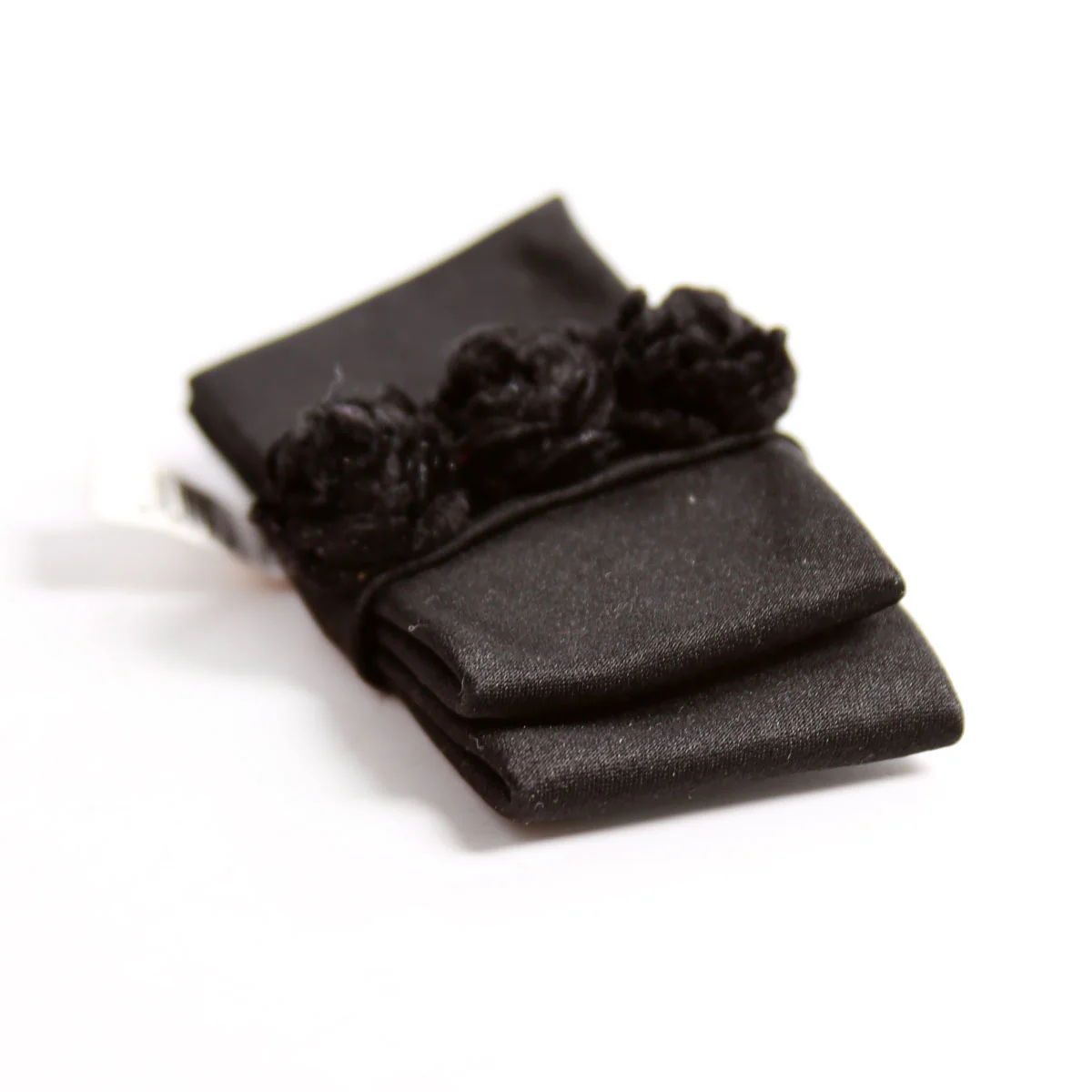 Satin Flower Bow Brooch Black - Image 4