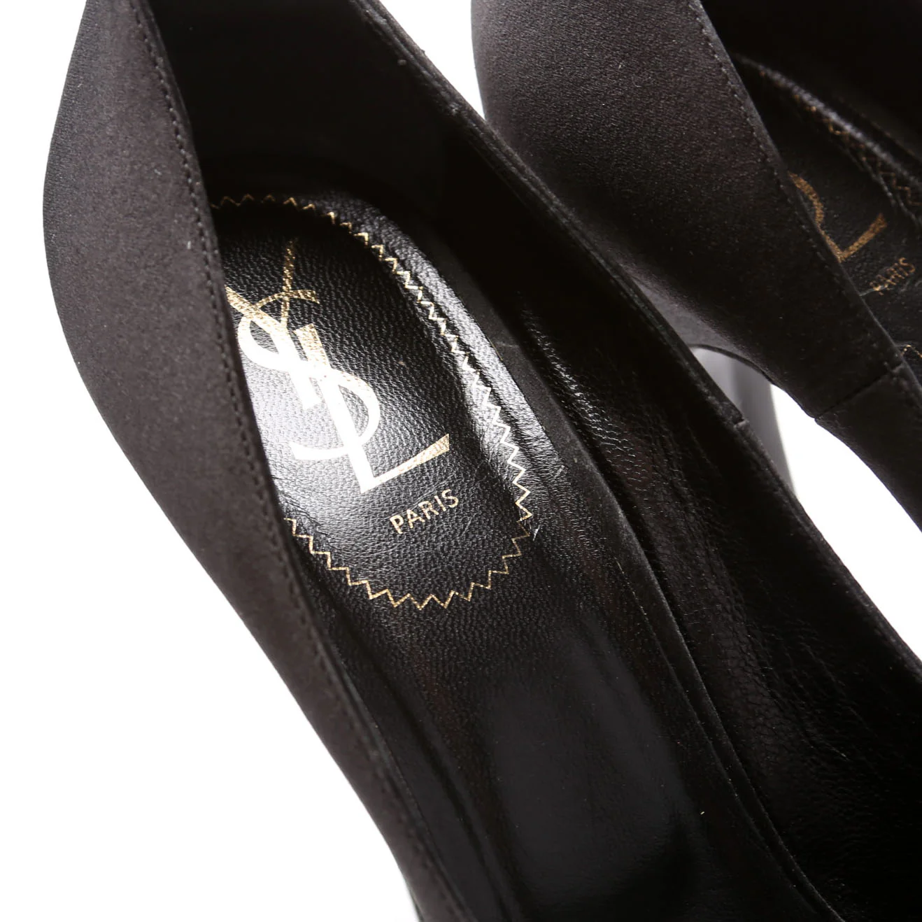 Satin Platform Open-Toe Pumps Size 40.5 Black - Image 5