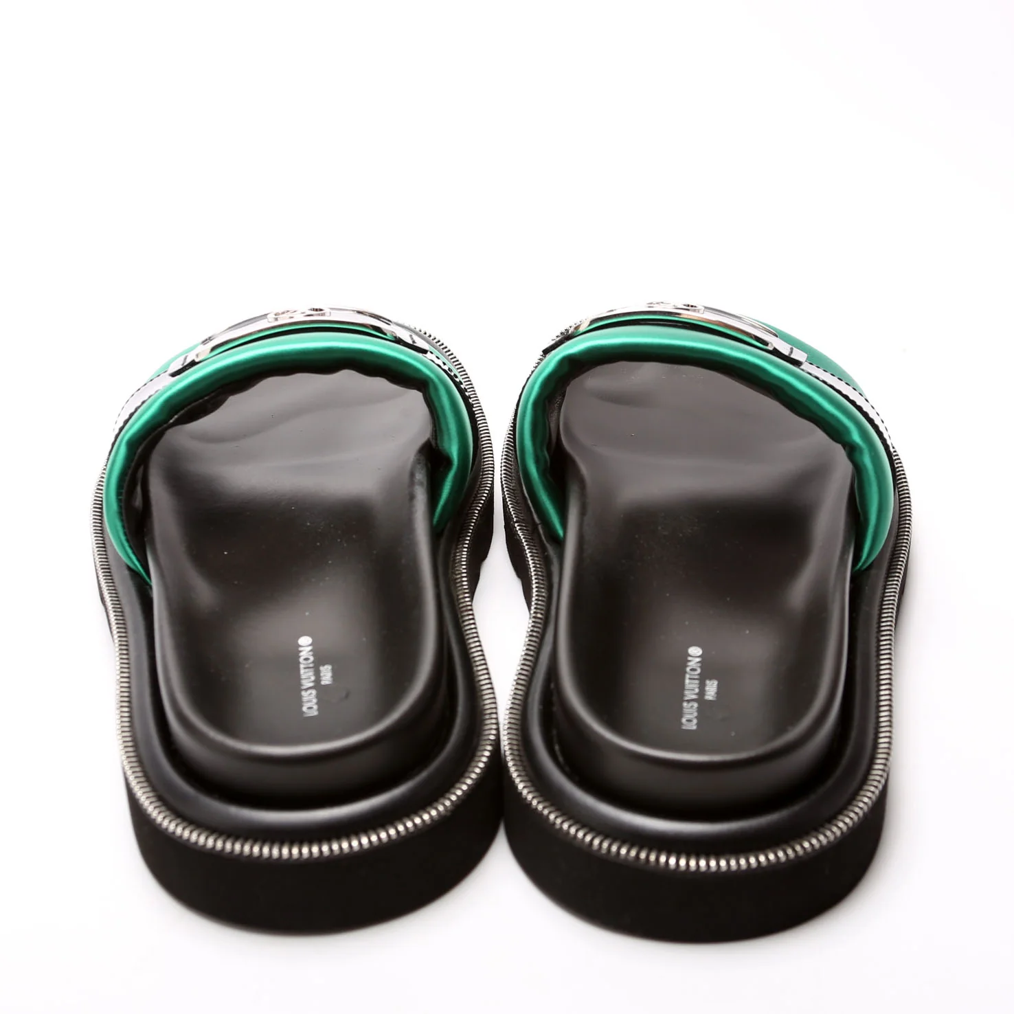 Satin Pool Pillow Comfort Mules Size 39 Green/Black - Image 4