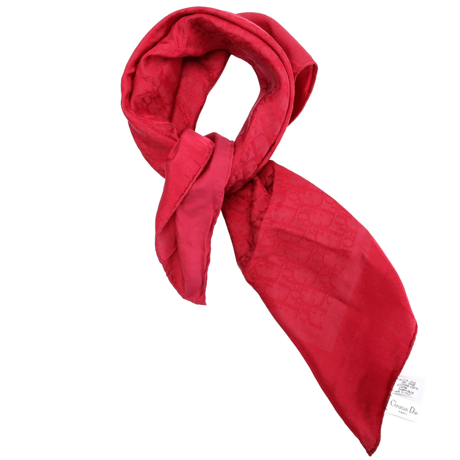 Scarf: Oblique Square Silk Cotton 65CM Maroon