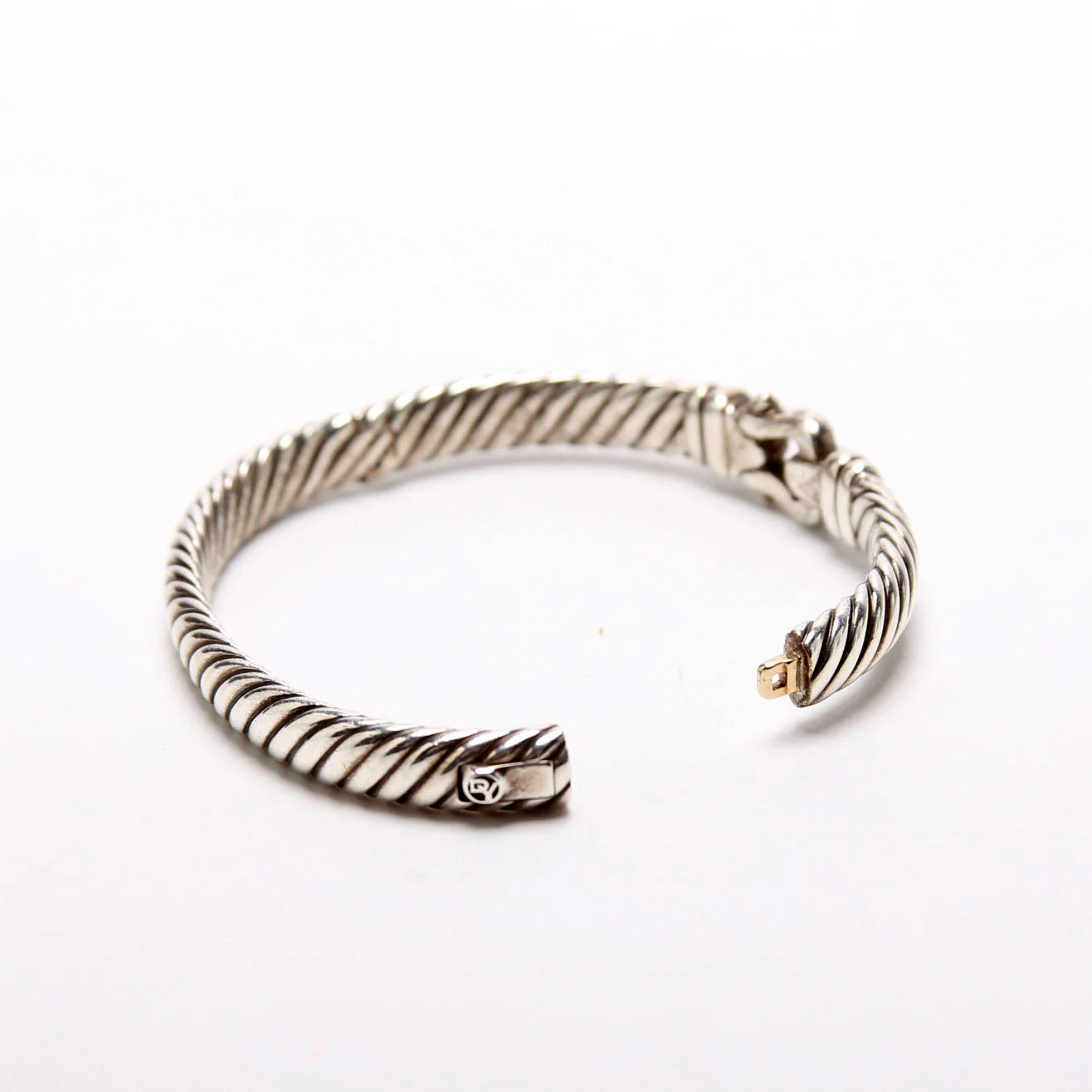 Sculpted Buckle Hinge 7MM Bracelet Pave Diamonds/925 - Image 5