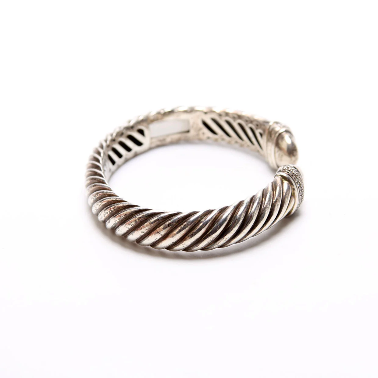 Sculpted Cable 10MM Bracelet Pave Diamonds/925 - Image 4