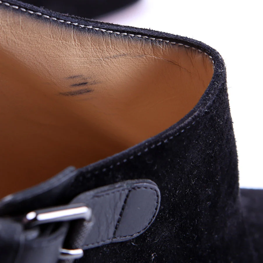 Seferme Cutout Suede Booties Size 37 Black - Image 6