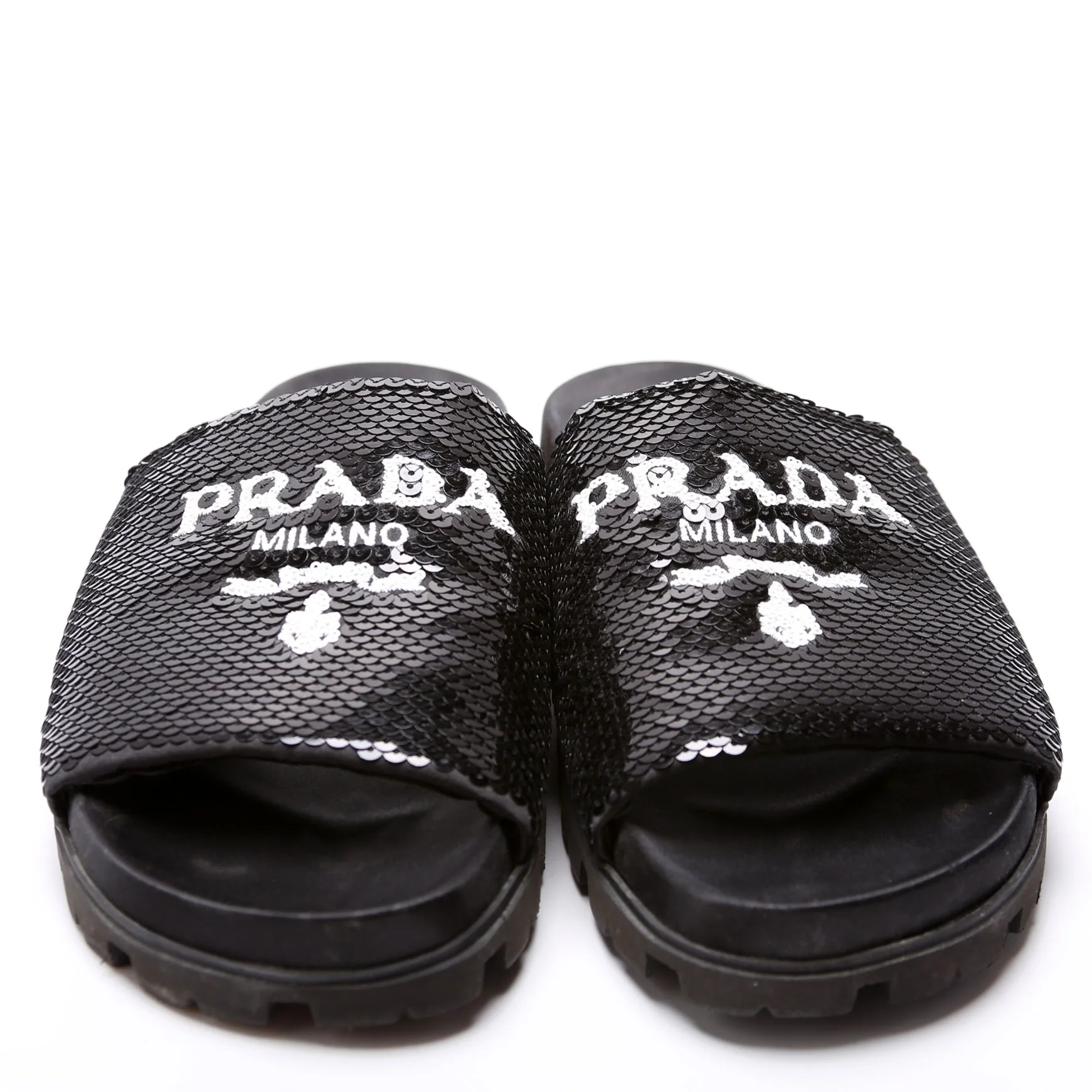 Sequin Logo Slides Size 38.5 Black - Image 2
