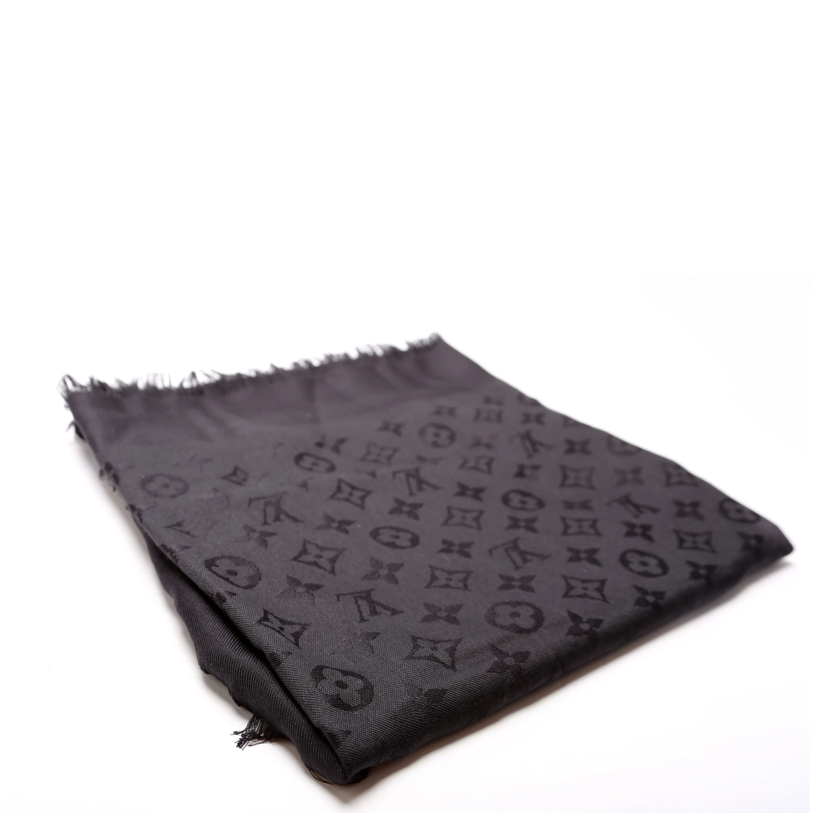 Shawl Monogram Silk/Wool Scarf Black - Image 2