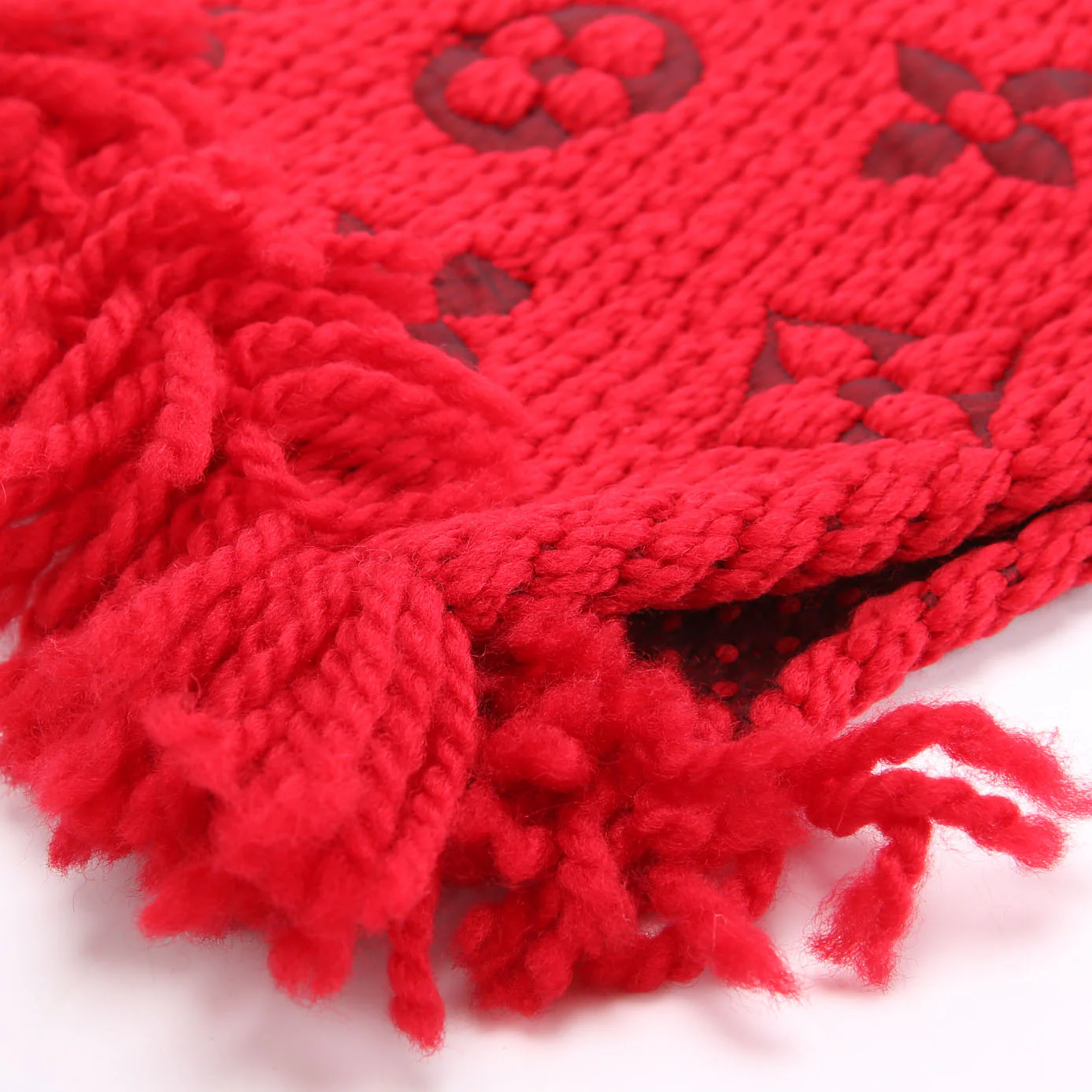 Shawl Monogram Silk/Wool Scarf Red - Image 5