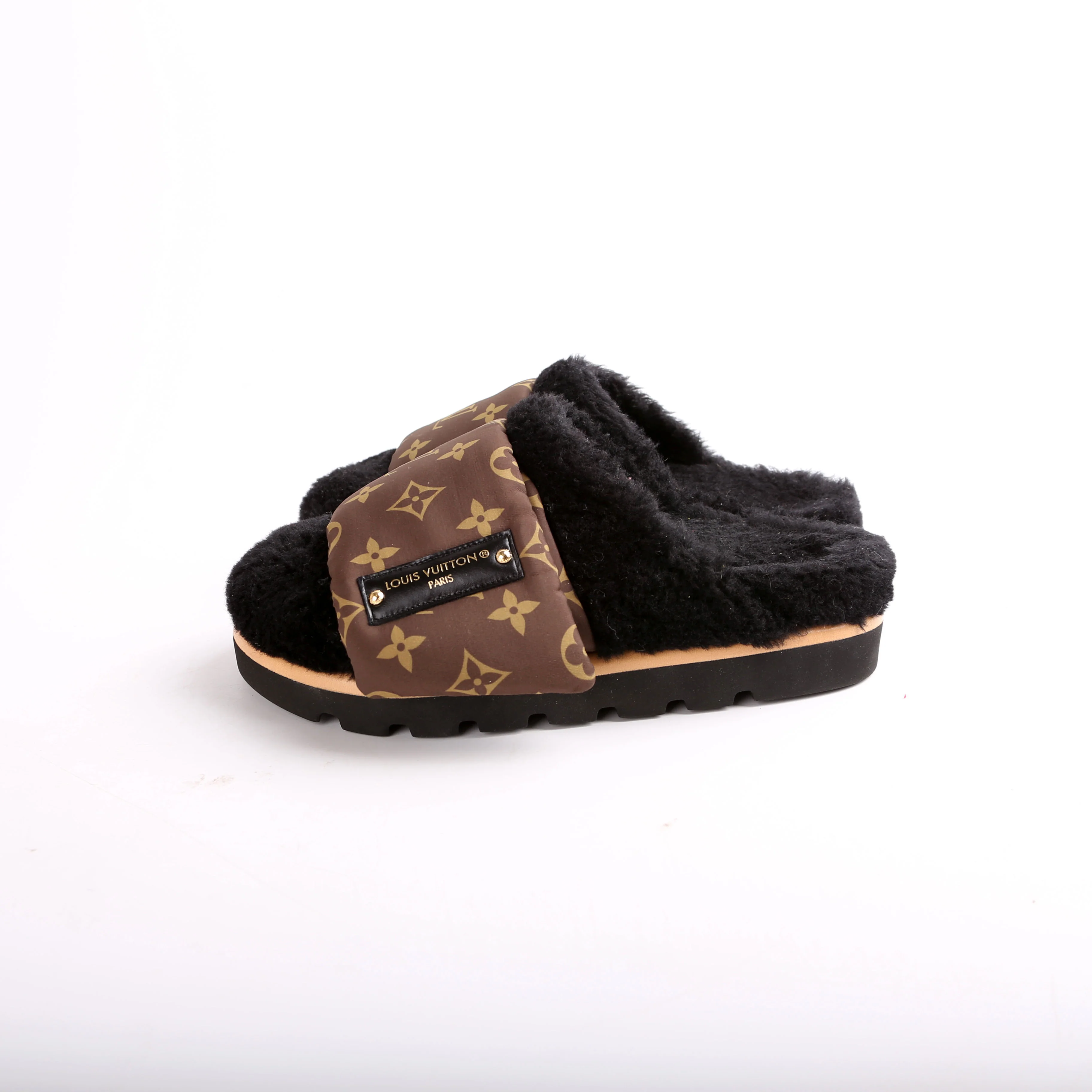 Shearling Nylon Monogram Pillow Comfort Mules Size 36 - Image 2