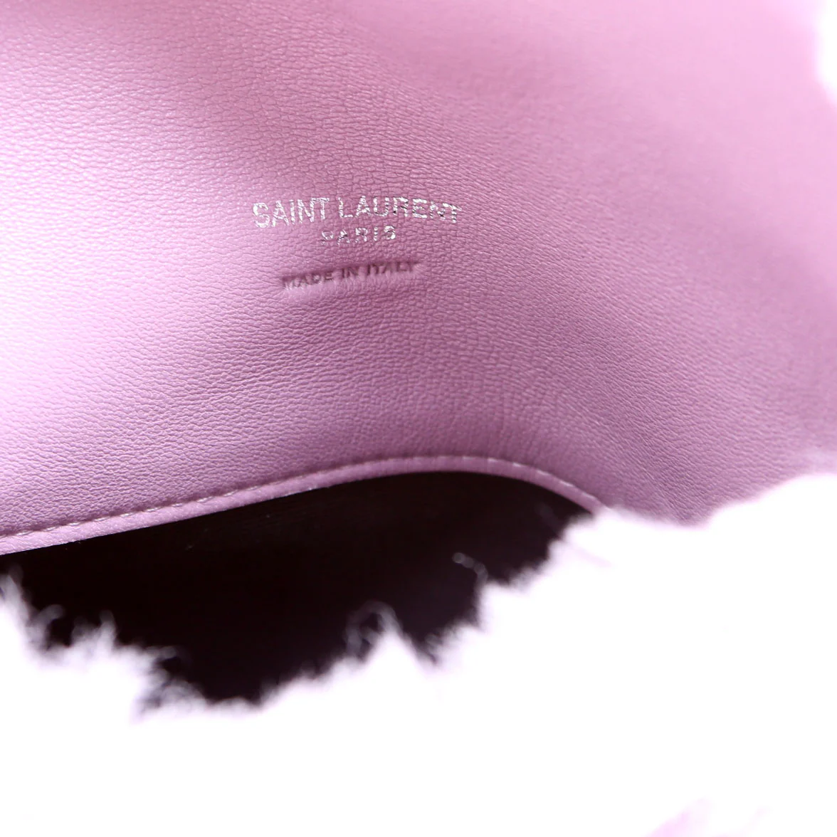 Shearling Puffer Pouch with Card Holder Purple - Image 6