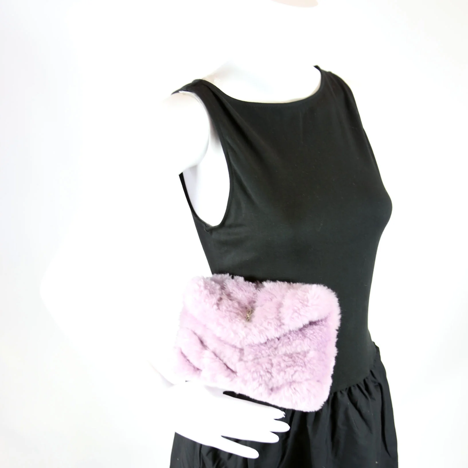 Shearling Puffer Pouch with Card Holder Purple - Image 8