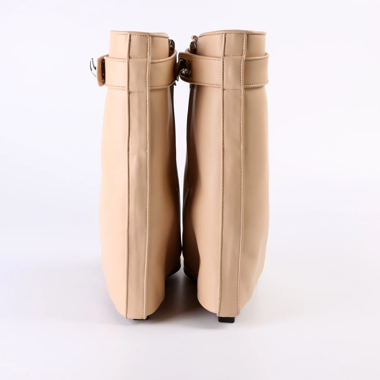 Shark Lock Leather Ankle Boots Size 37 - Image 3