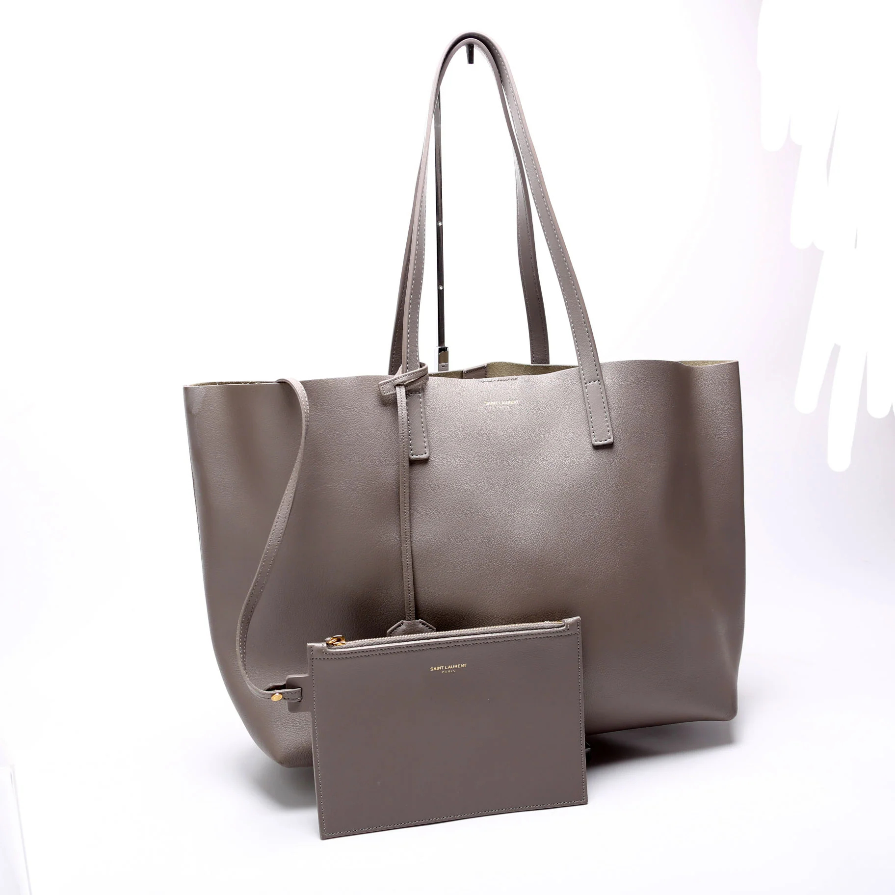 Shopping Bag East/West Supple Leather 600281 Grey - Image 2