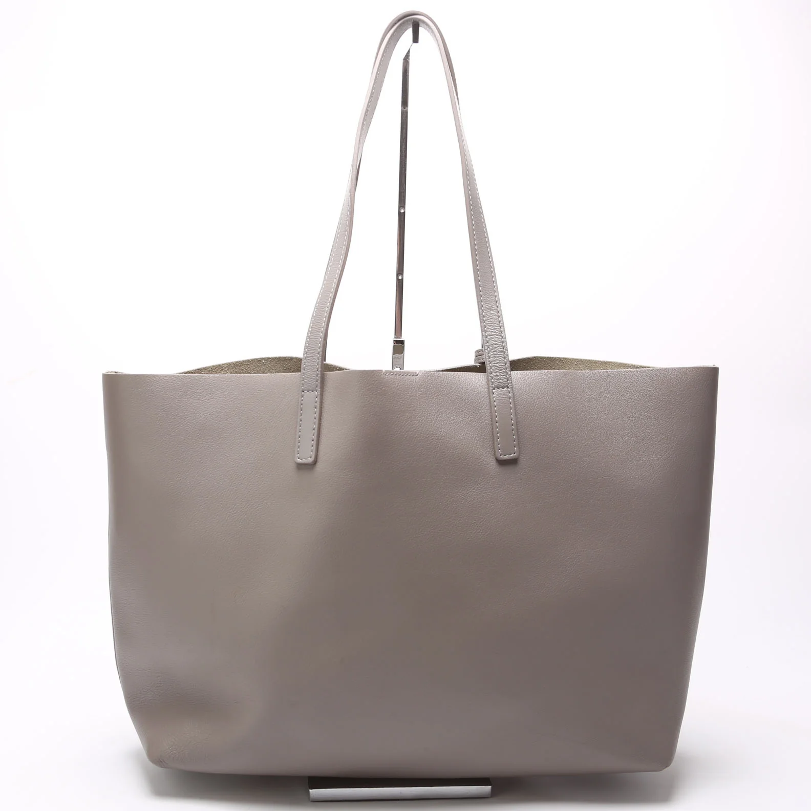 Shopping Bag East/West Supple Leather 600281 Grey - Image 3