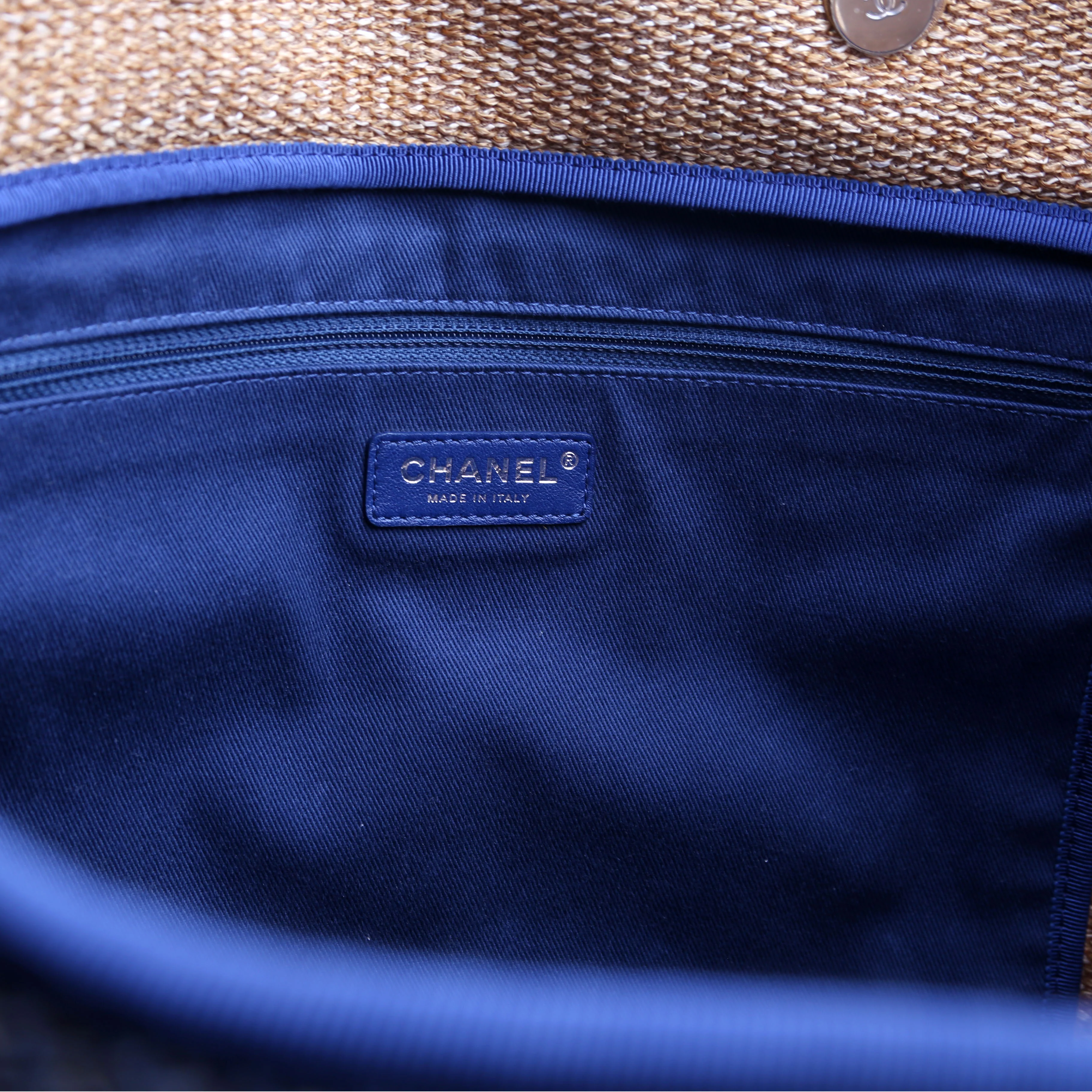 Shopping Bag Large Mixed Fibers 28M Tan/Blue - Image 8