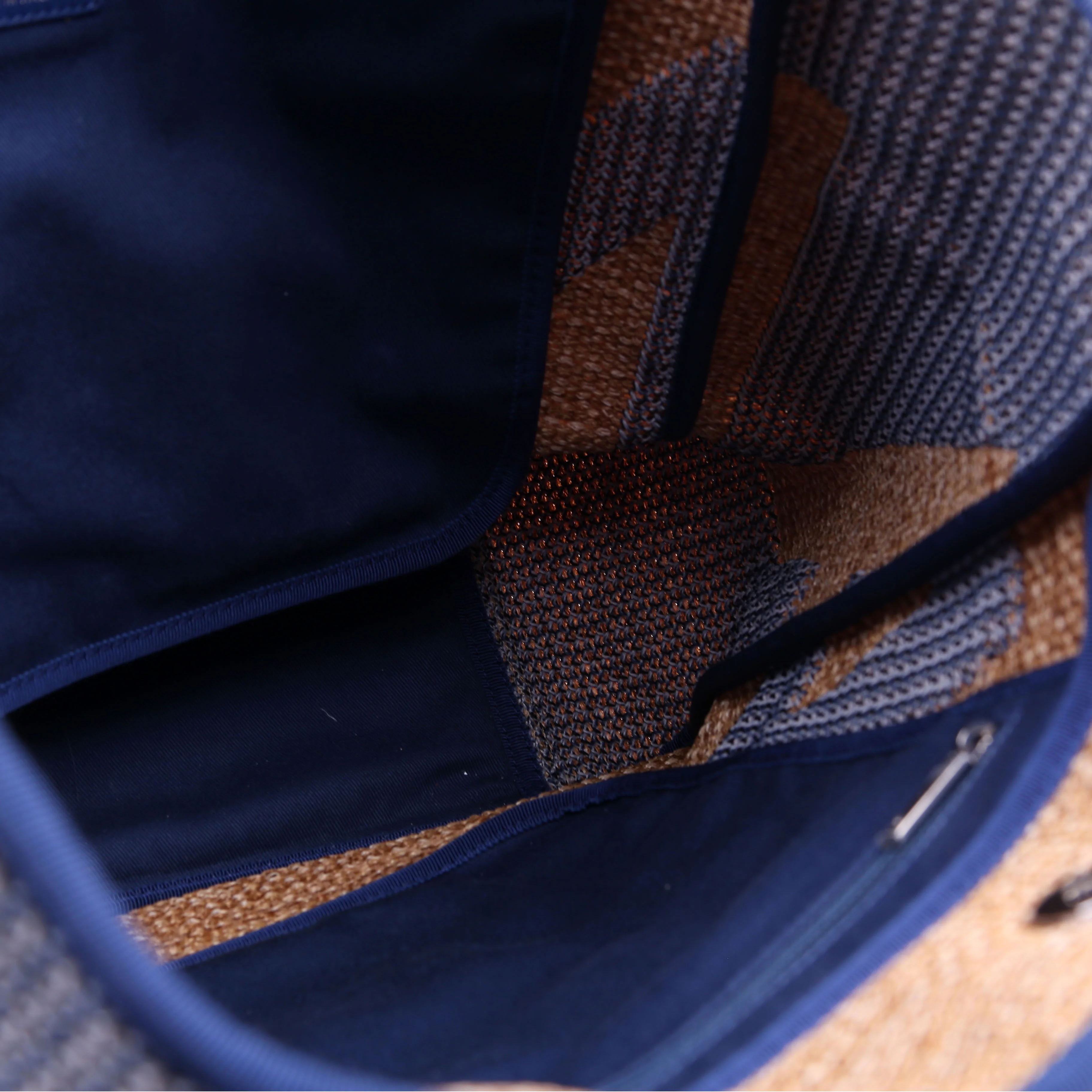 Shopping Bag Large Mixed Fibers 28M Tan/Blue - Image 9