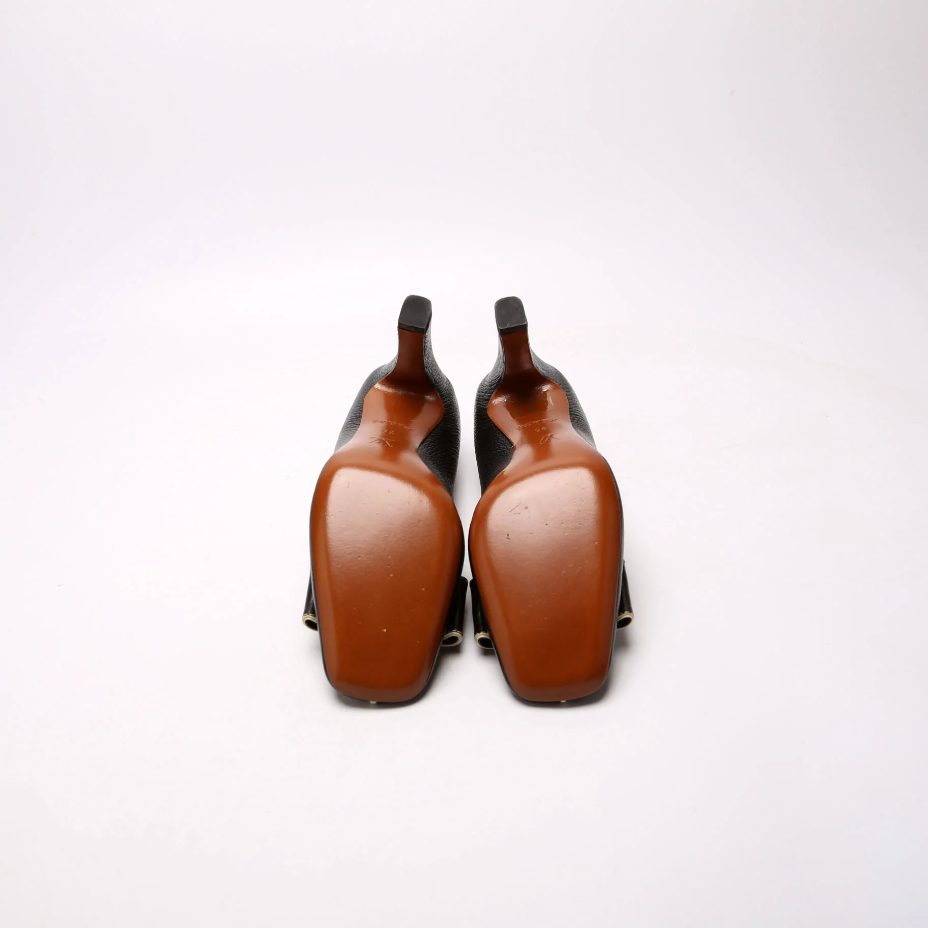 Sienne Suhali Leather Pumps Size 35 Black/Beige - Image 8