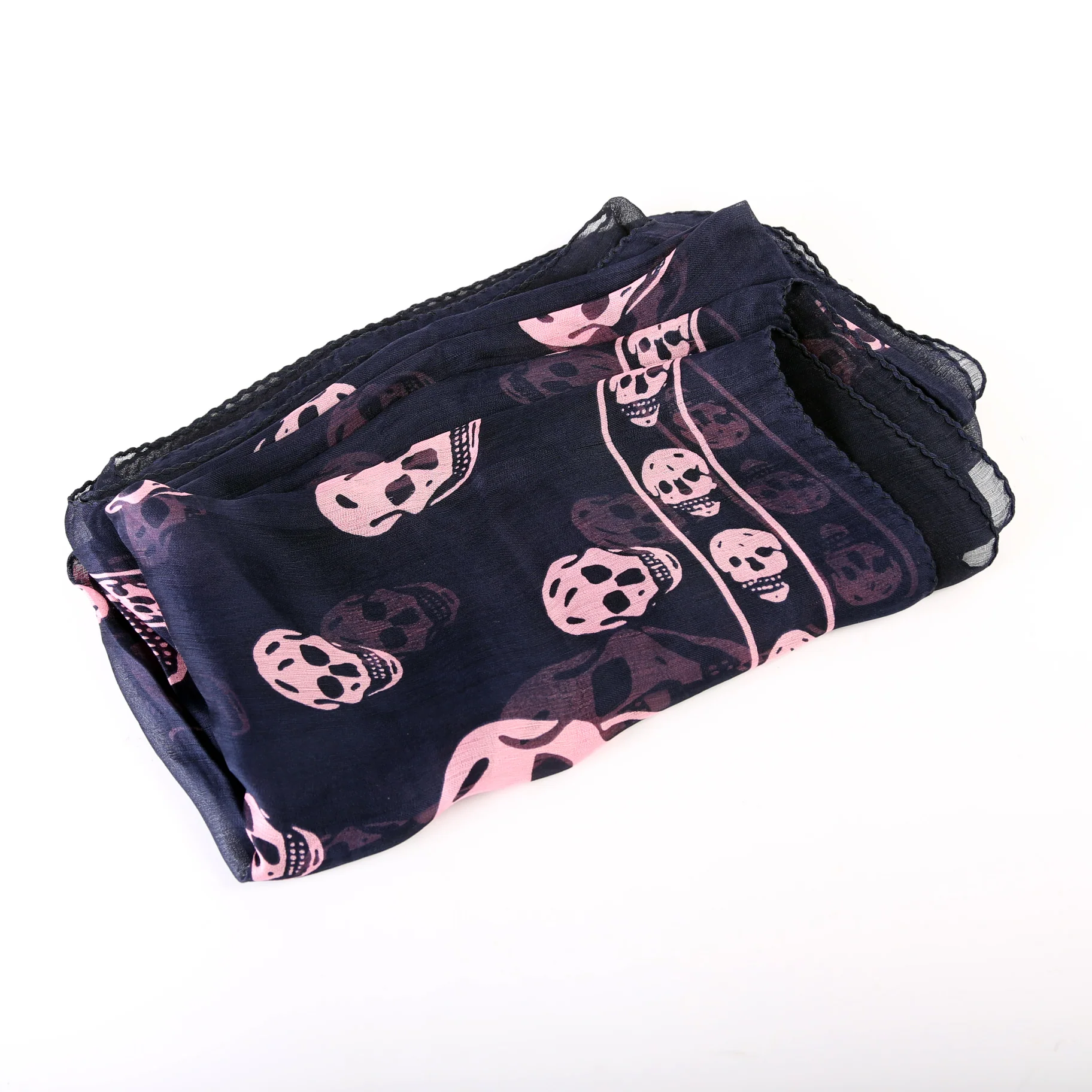 Skull Print Square Silk Scarf - Image 2