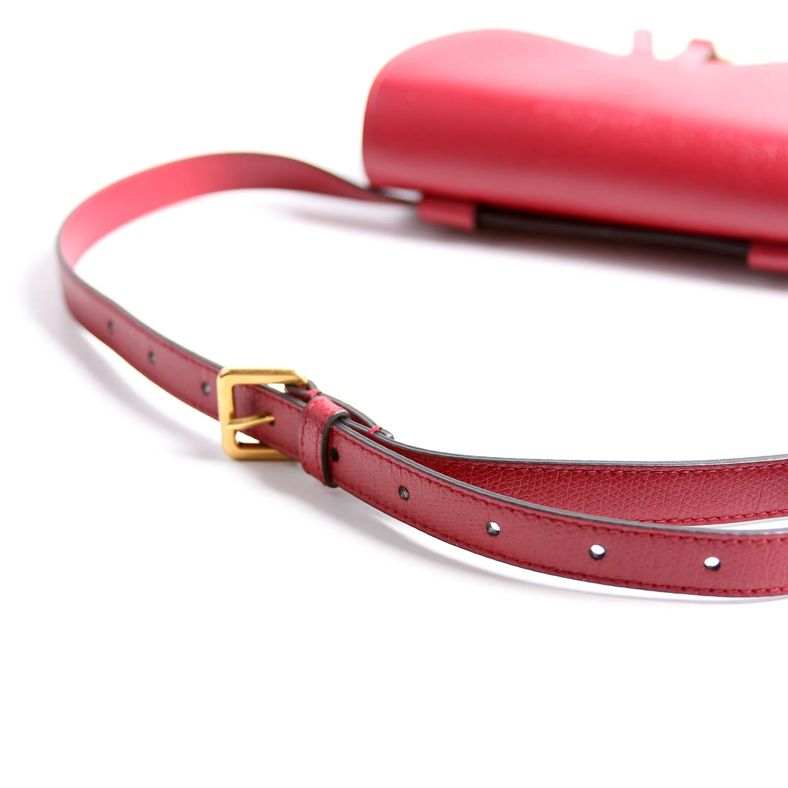 Slim Saddle Bag Grain Leather Red - Image 11