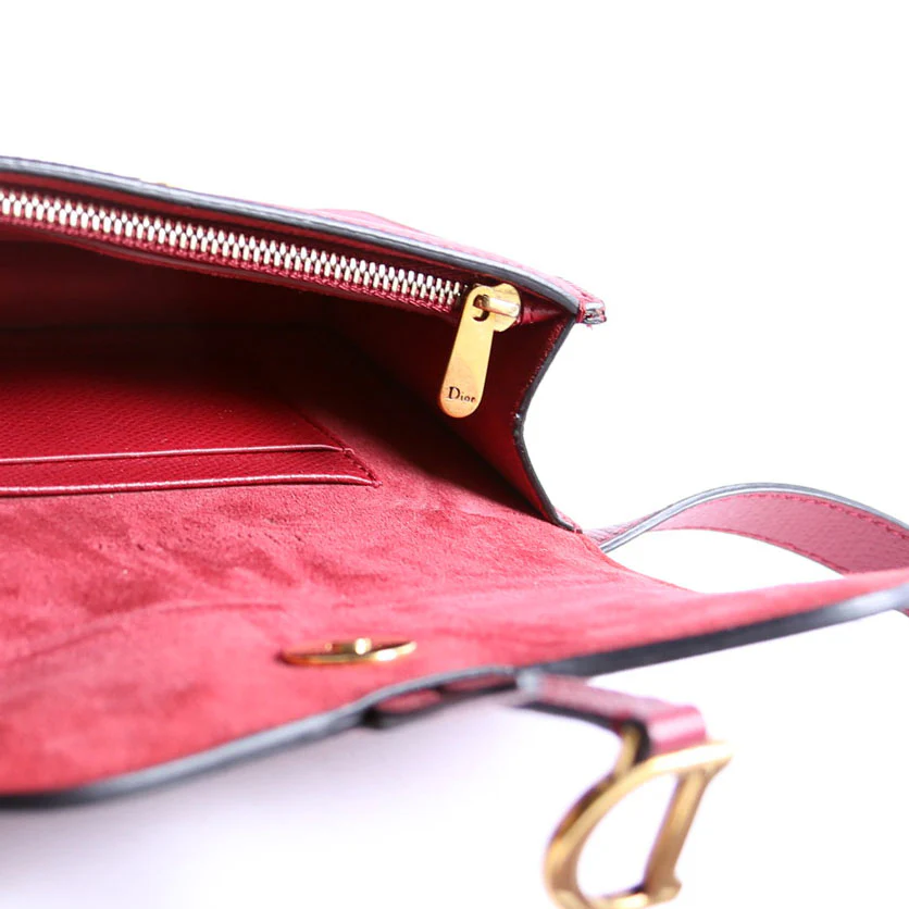 Slim Saddle Bag Grain Leather Red - Image 12