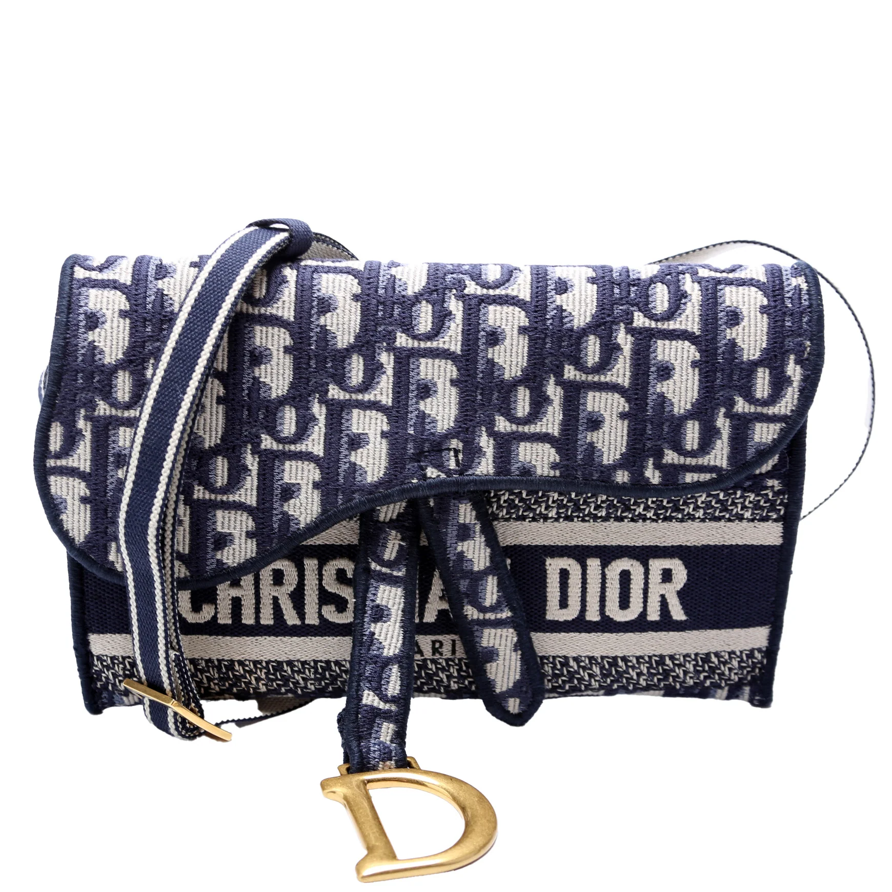 Slim Saddle Belt Bag Oblique Navy