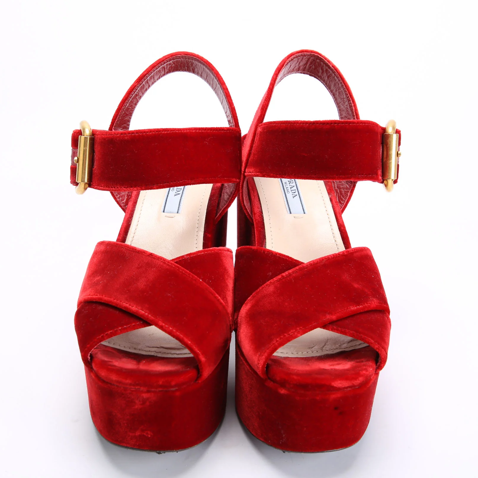 Slingback Platform Velvet Sandals Size 38 Red - Image 2