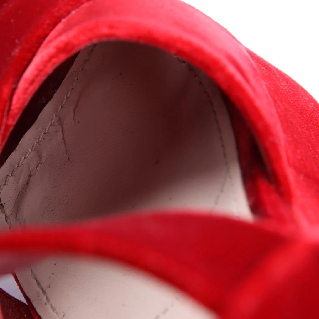 Slingback Platform Velvet Sandals Size 38 Red - Image 9