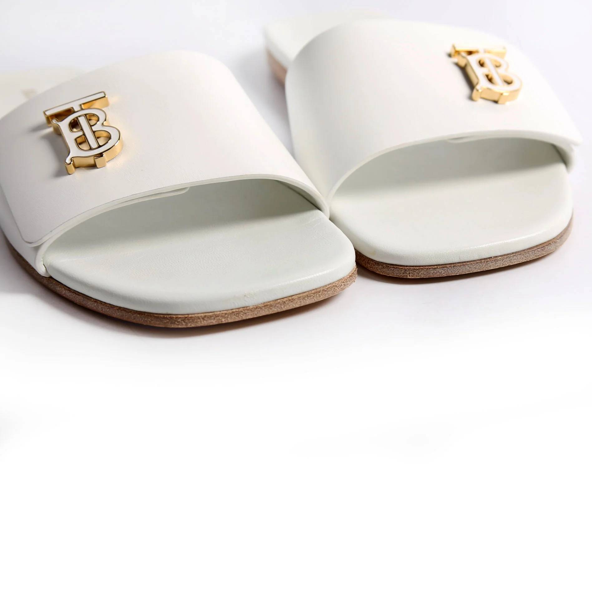 Sloane TB Leather Slide Sandals Size 38 - Image 9