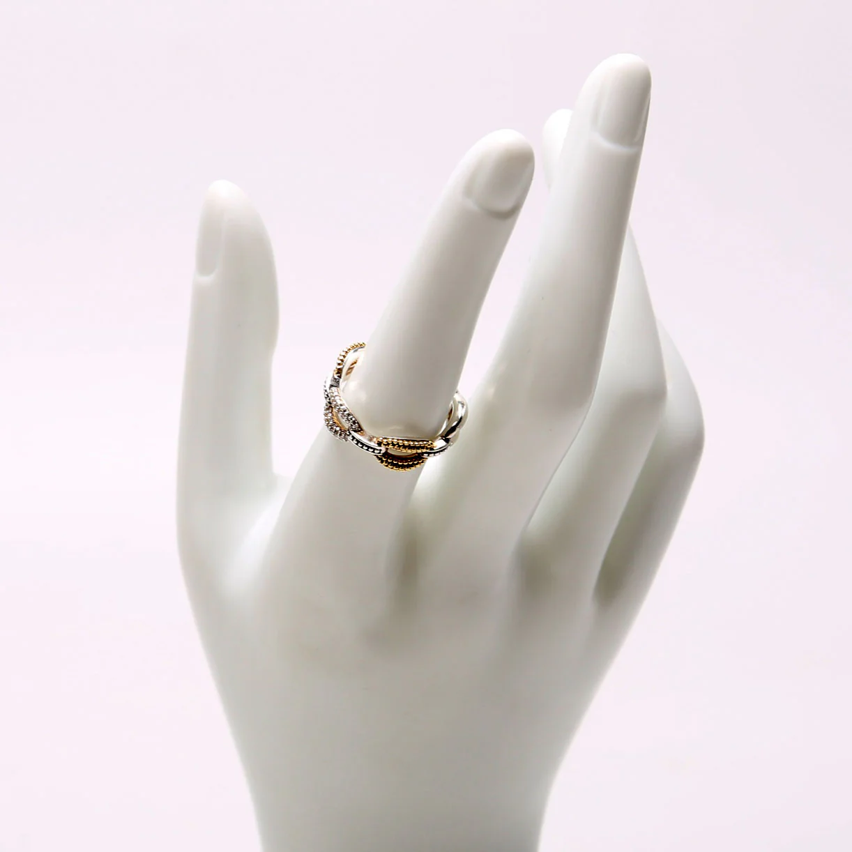 Small Two-Tone Eternity Diamonds 925/750 Size 7 - Image 4
