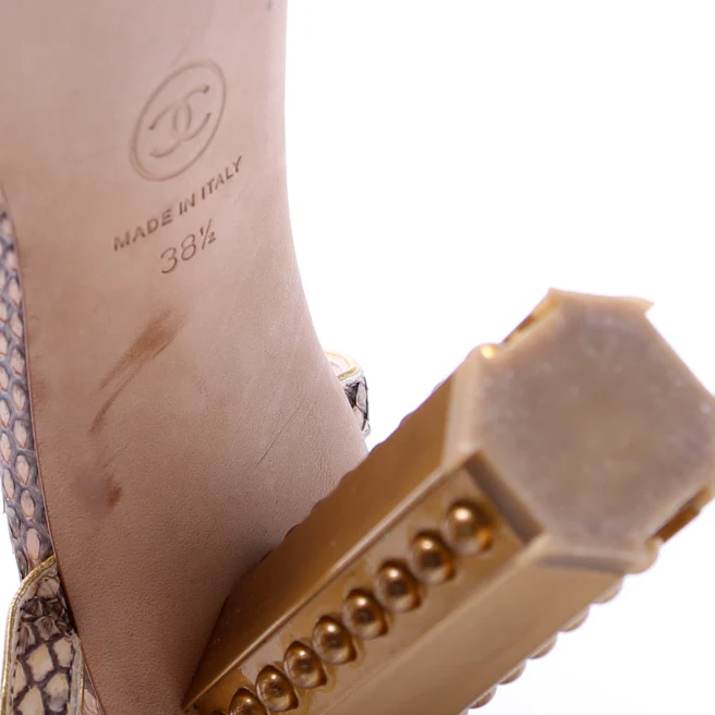 Snakeskin Sandal Heels Size 38.5 - Image 7